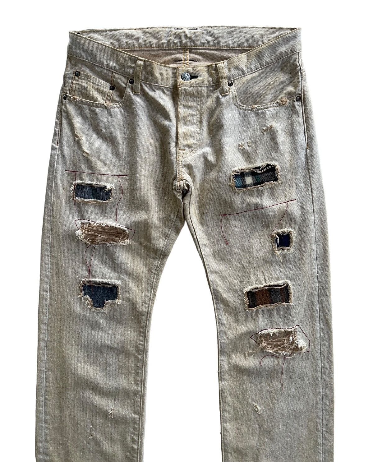 TMT TMT Japan Distressed Dirty Patchwork Pattern Denim Size US 34 / EU 50 - 3 Thumbnail
