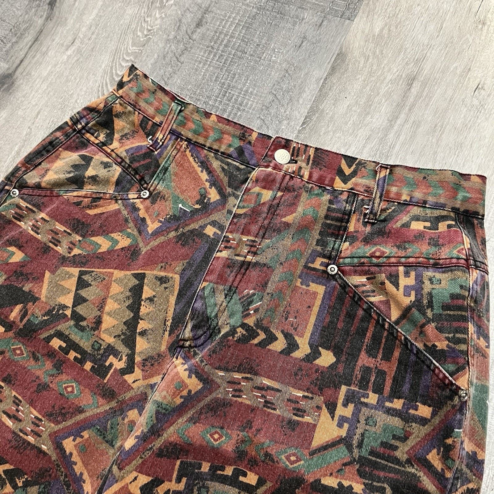 Vintage VTG Diana Marco 90s Southwestern Aztec Denim Women's Shorts Size 40" / US 18 - 3 Thumbnail
