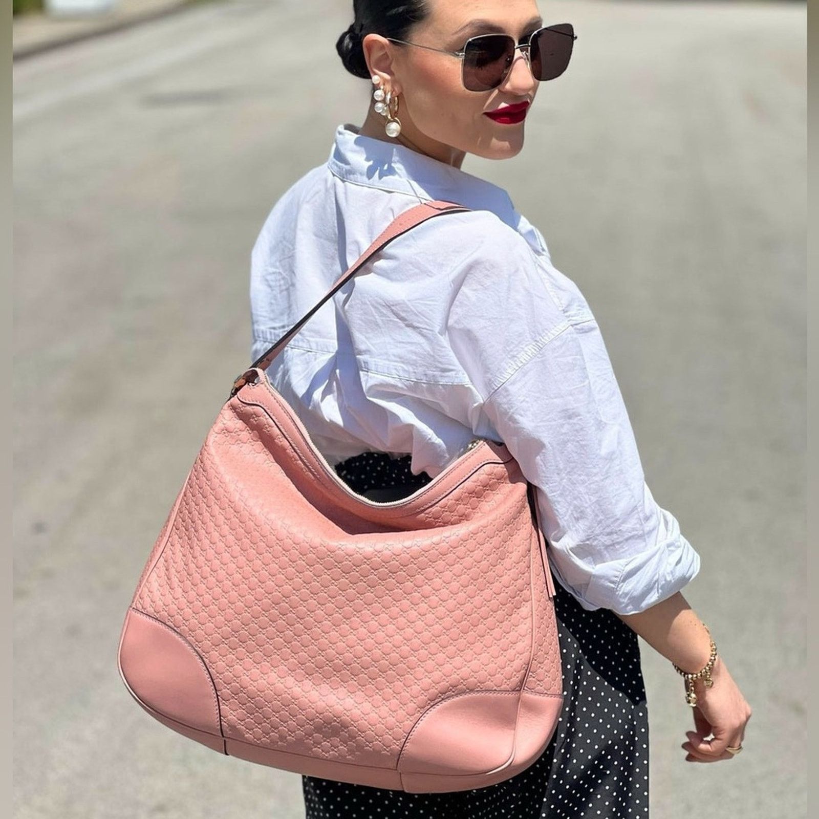Gucci Gucci Bree Microguccissima GG Hobo Bag Pink 449244 Size ONE SIZE - 15 Thumbnail
