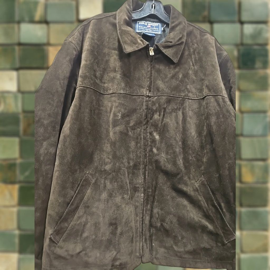 Ralph Lauren VTG POLO SPORT Ralph Lauren Brown Distressed Suede Leather Jacket Men XL Leather Jacket Vintage Size US XL / EU 56 / 4 - 1 Thumbnail