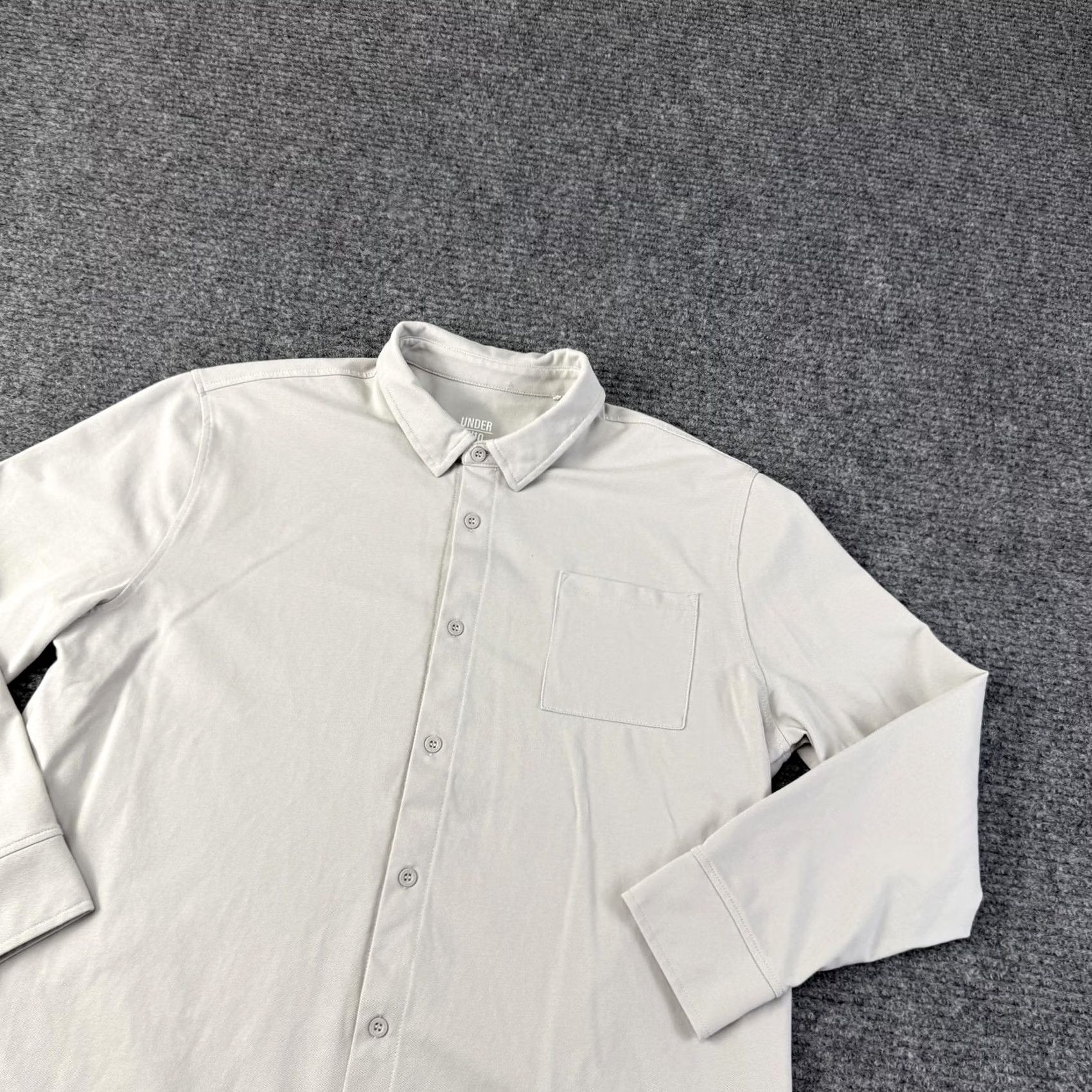 Vintage Under 5'10 Shirt Mens XL Beige Stretch Knit Long Sleeve Button Up Casual Top Size US XL / EU 56 / 4 - 2 Thumbnail