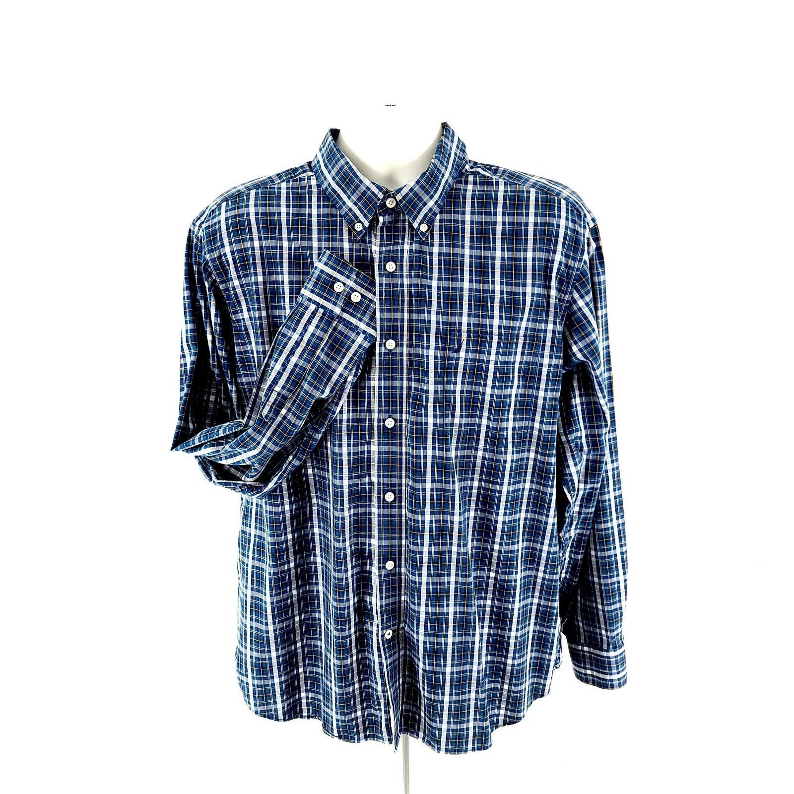 Nautica Nautica Wrinkle Resistant Blue Yellow Plaid XL Cotton Collar Size US XL / EU 56 / 4 - 3 Thumbnail