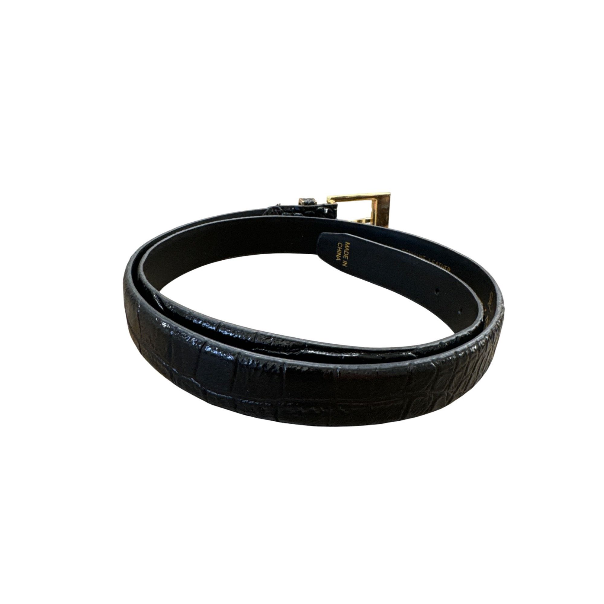 Stacy Adams Stacy Adams Mens Black Genuine Leather Belt With Gold Buckle Size 40 - 4 Thumbnail