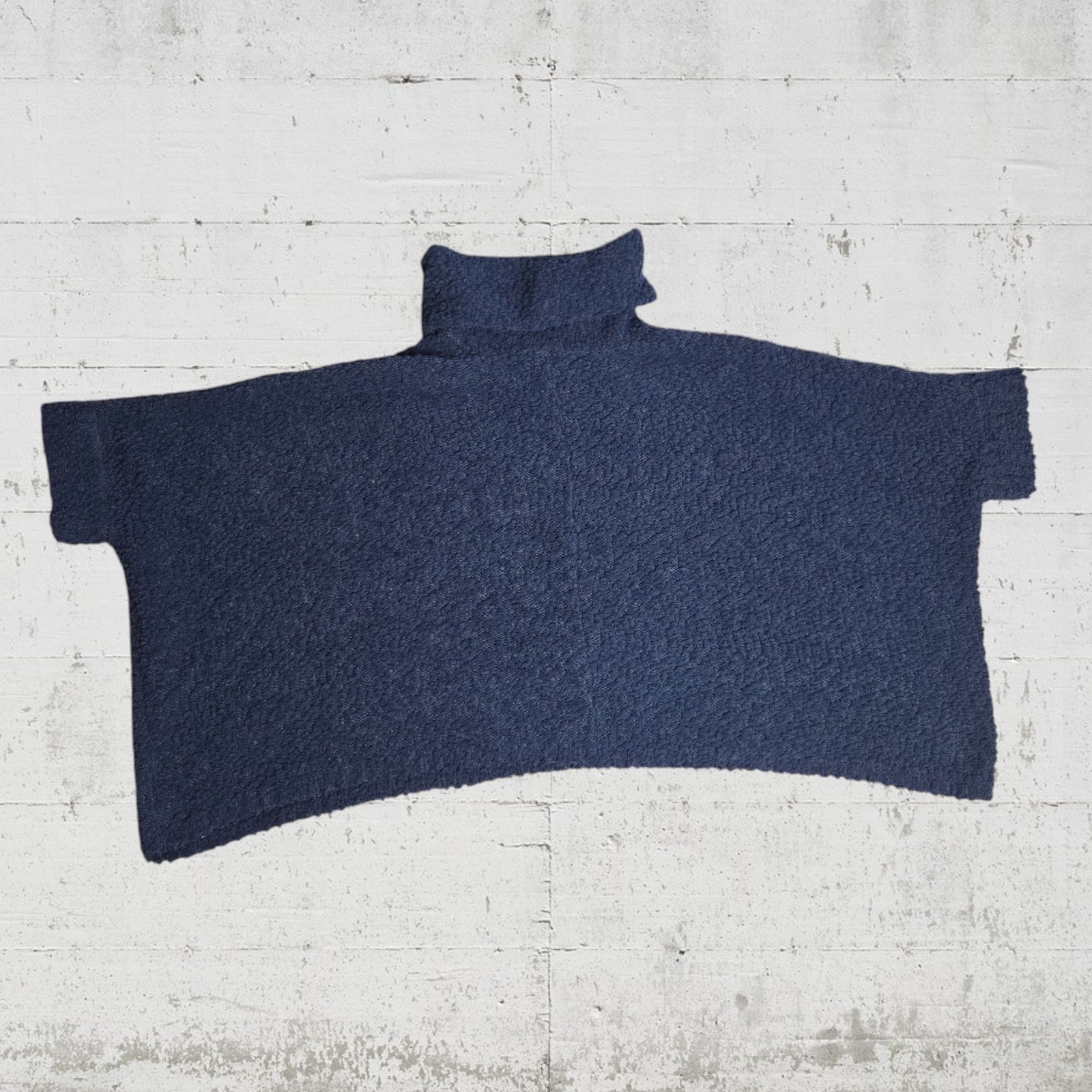 Other Navy Boucle Chenille Turtleneck Poncho Sweater Size Medium Size M / US 6-8 / IT 42-44 - 9 Thumbnail