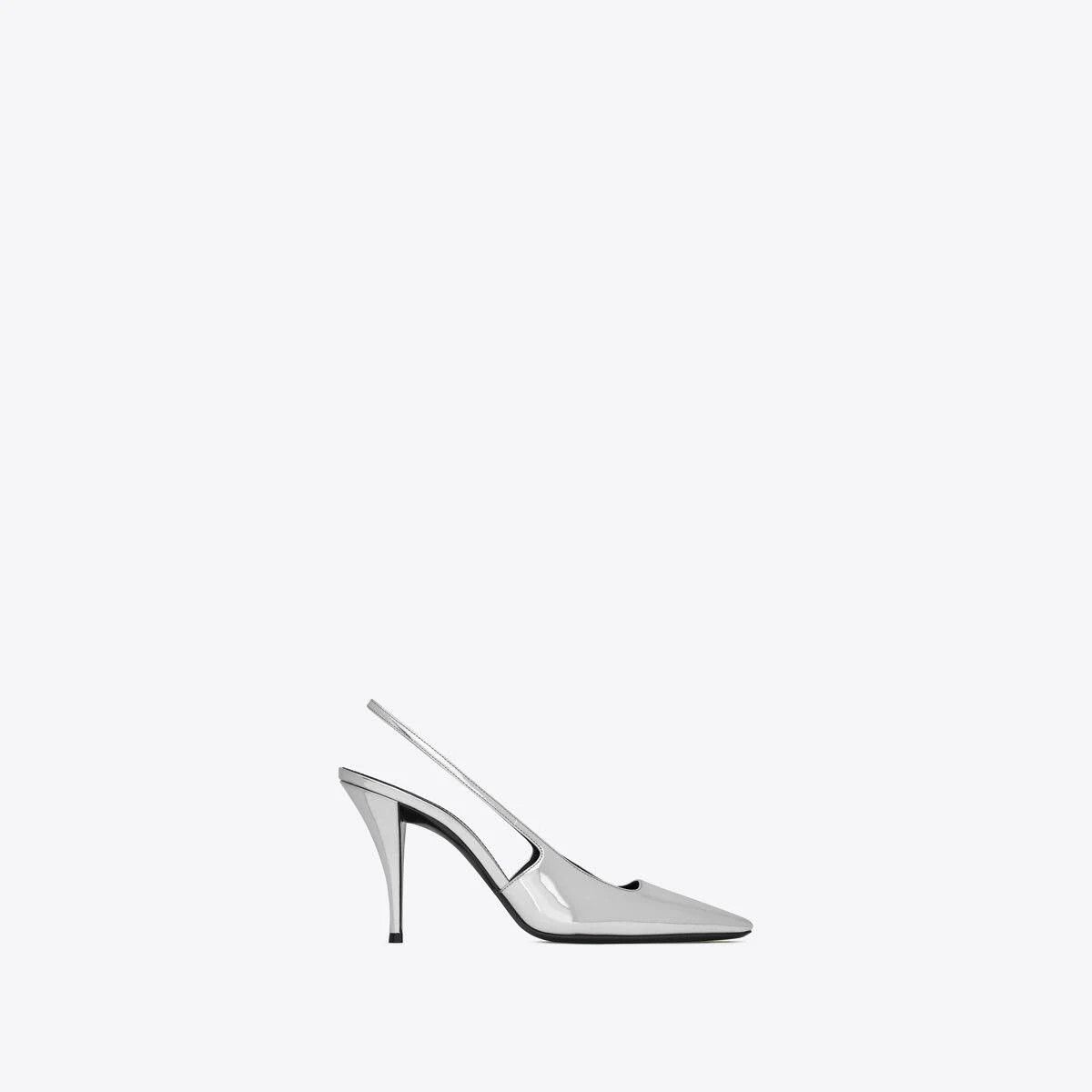 Saint Laurent Paris o1b1hav110924 Blade Slingback Pumps Mirrored in Silver Size US 9.5 / IT 39.5 - 8 Thumbnail