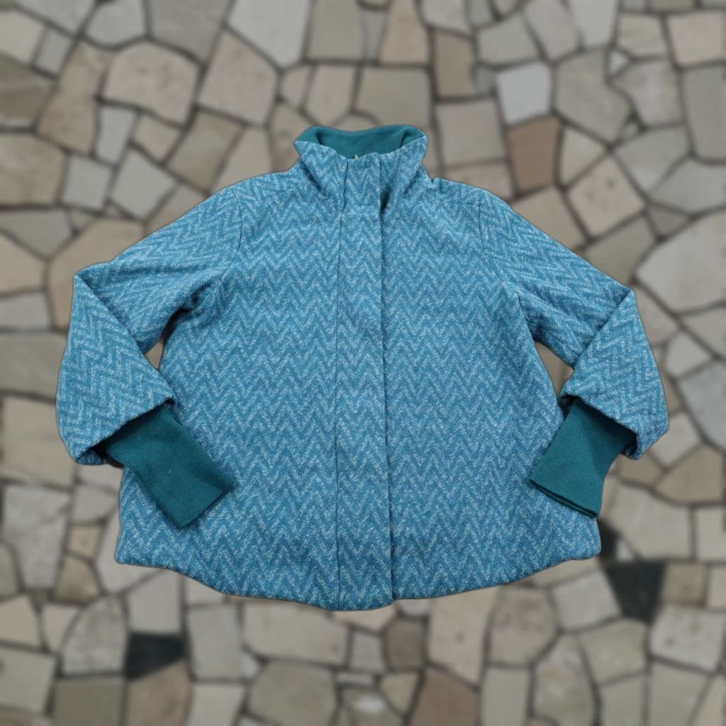 Prana prAna Jacket Women M Blue Teal Lily Wool Blend Chevron Full Zip Women Size M / US 6-8 / IT 42-44 - 1 Thumbnail