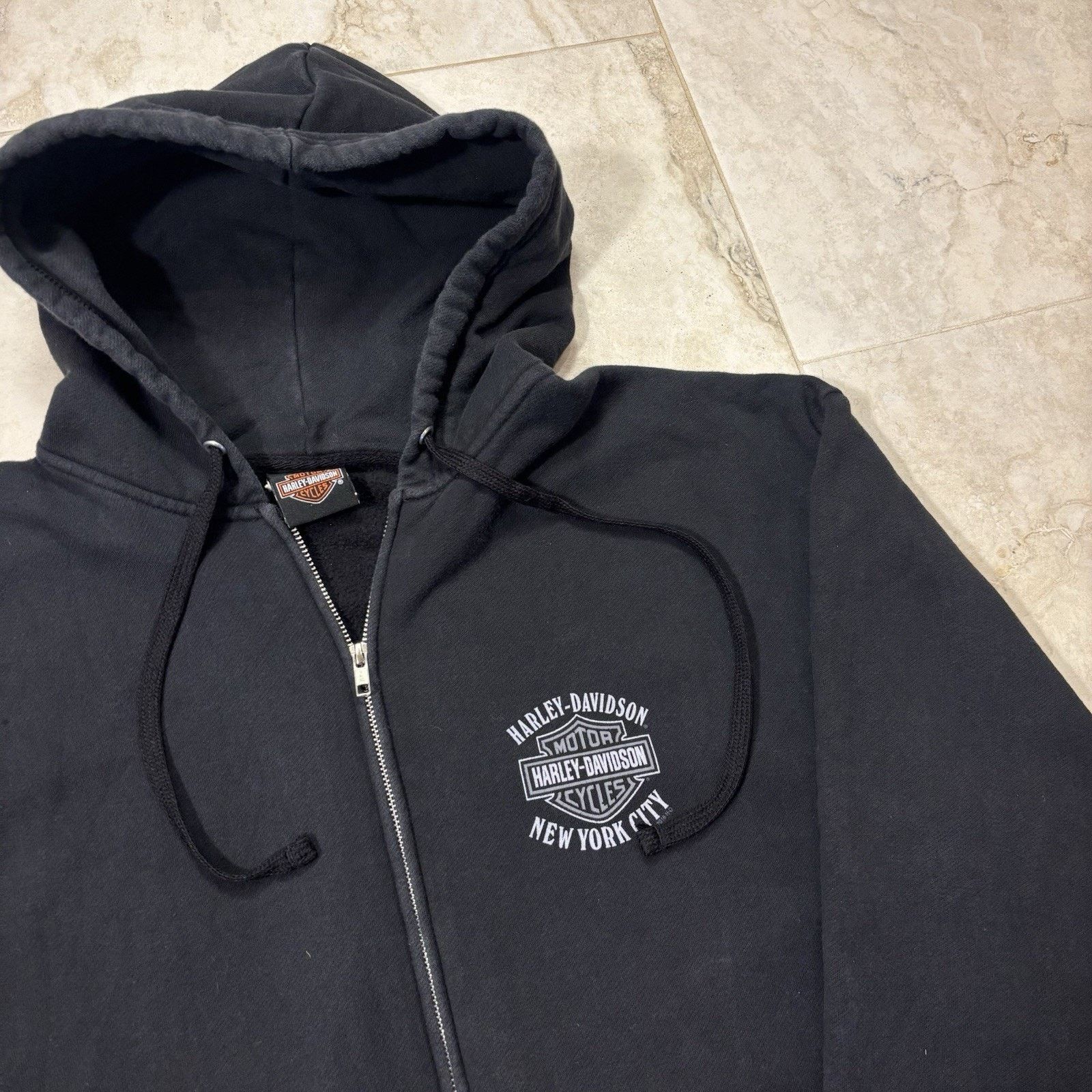 Harley Davidson Vintage Harley Davidson Full Zip Hoodie Sweatshirt New York Size US L / EU 52-54 / 3 - 3 Thumbnail