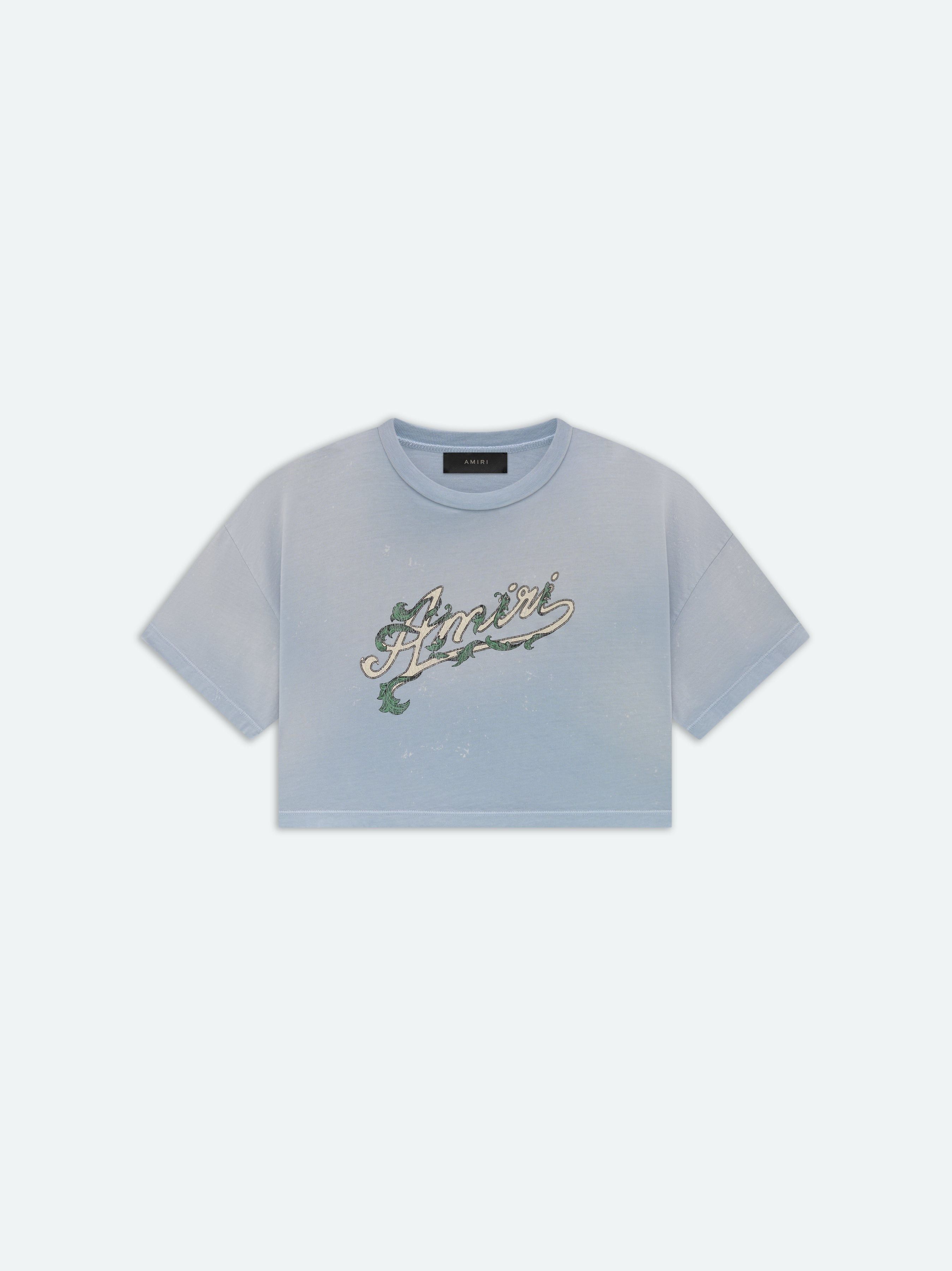 Amiri o1s1wg110525 Filigree Cropped Boxy T-Shirt in Blue Size M / US 6-8 / IT 42-44 - 1 Thumbnail