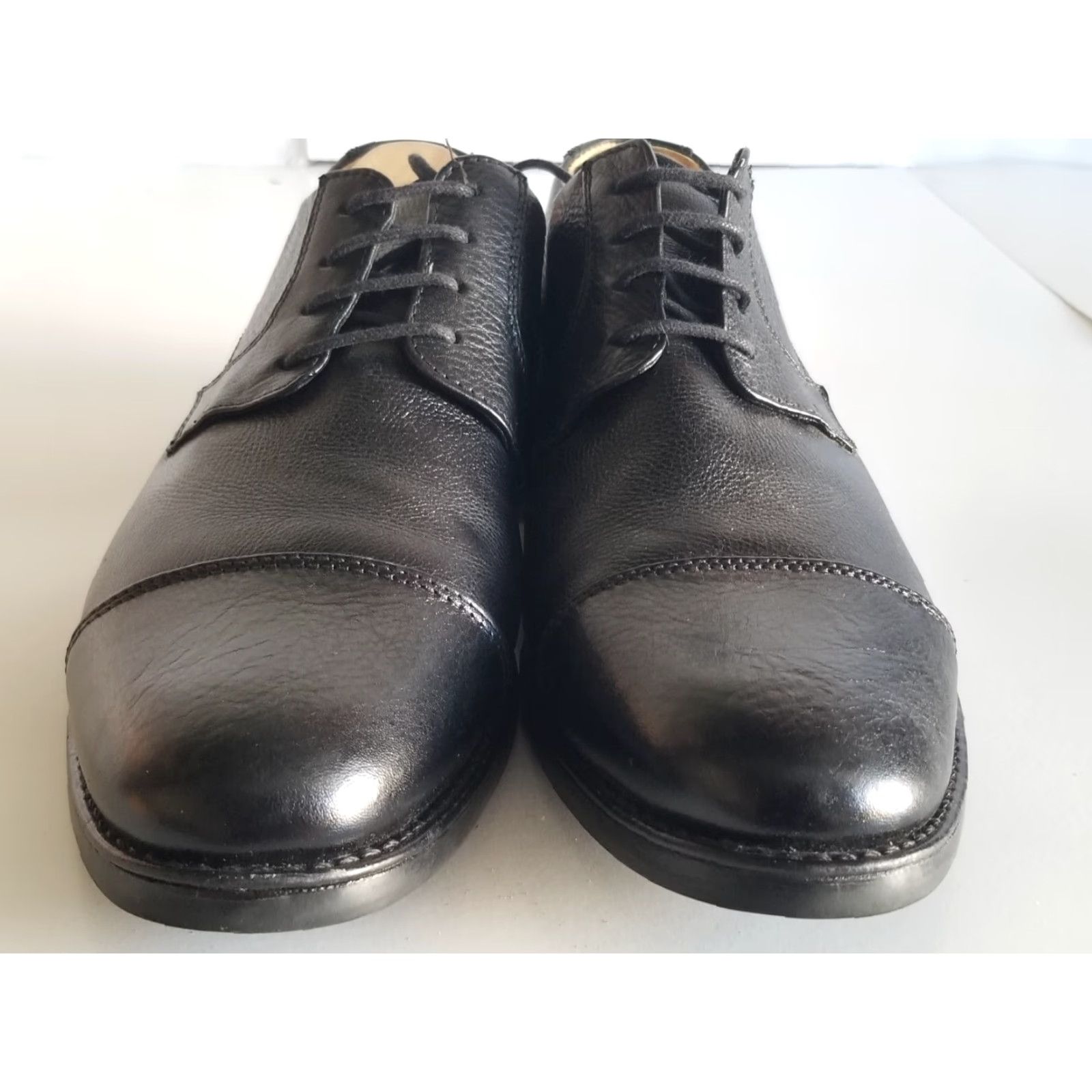 Vintage Belvedere Duke Dress Shoes Mens 9.5 D Oxford Black Leather Cap Toe Lace Up Size ONE SIZE - 6 Thumbnail