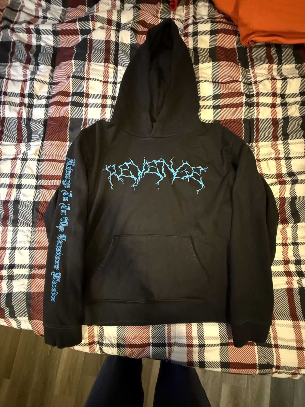 REVENGE Blue Lightning Arch Logo フーディー Black｜関送無料 Revenge Blue Lightning Hoodie | Grailed