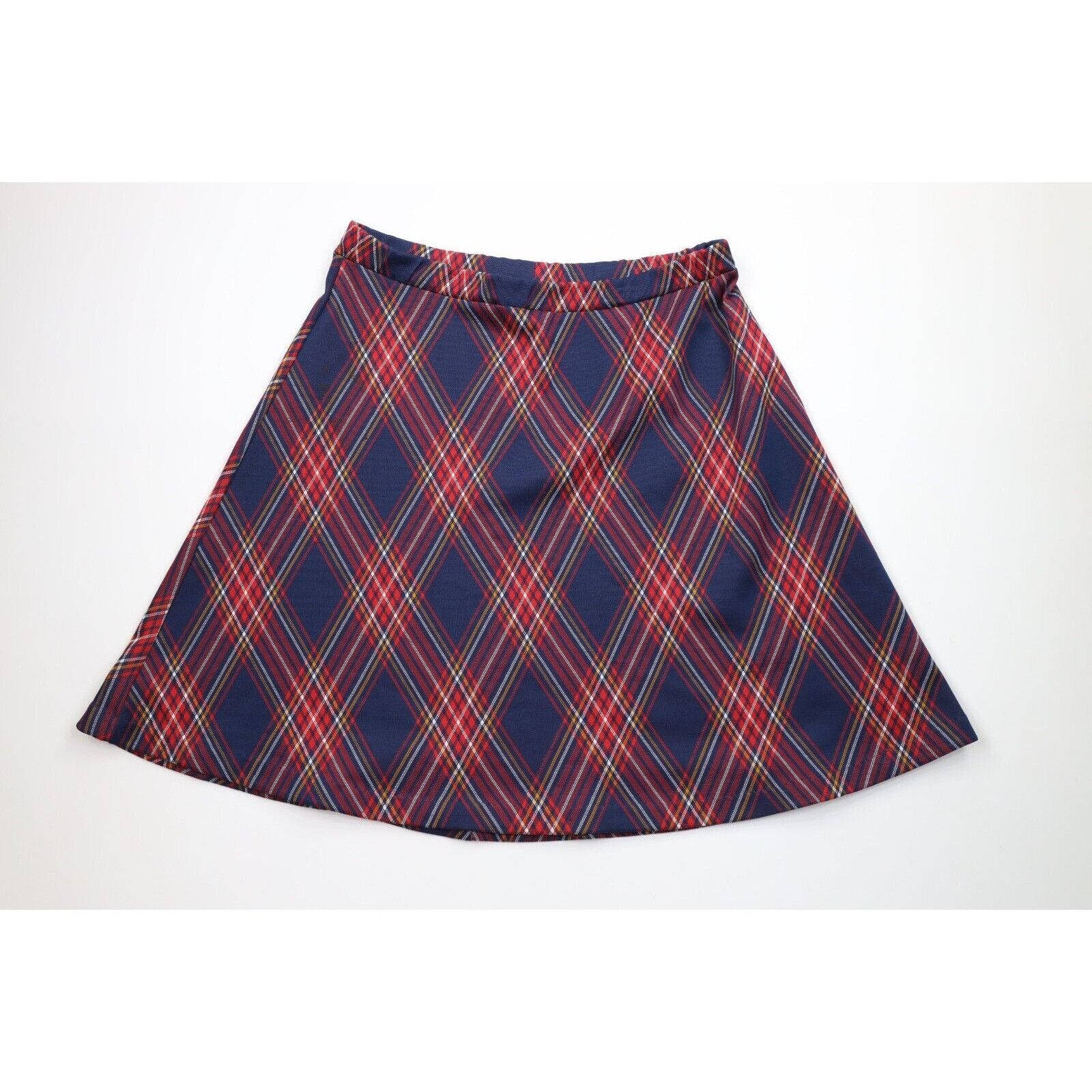 Vintage Vintage 70s Streetwear Distressed Knit Plaid Skirt Size 34" / US 12 / IT 48 - 1 Thumbnail