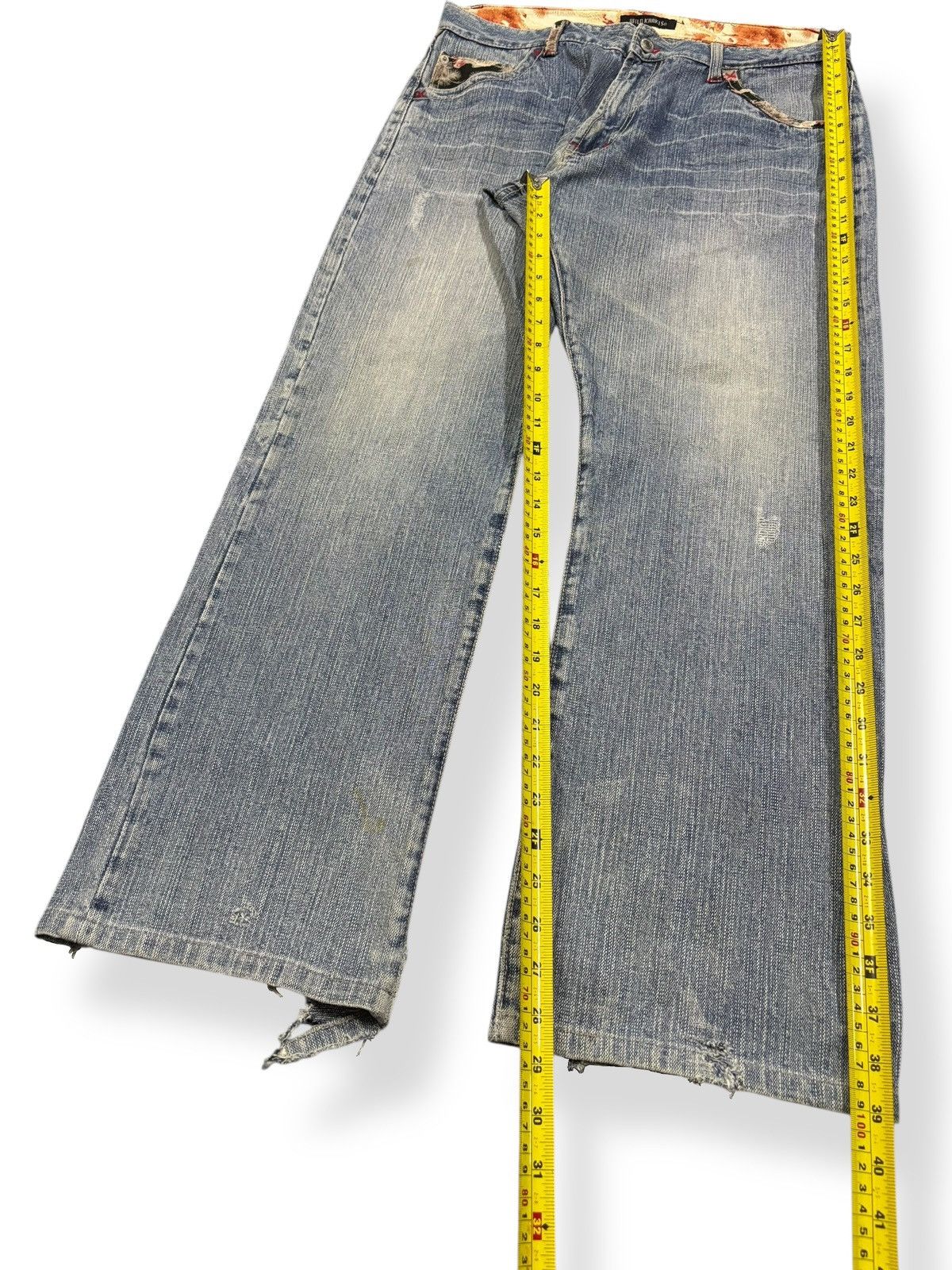 Karakuri Tamashii Vintage Japanese Brand Floral Whisker Baggy Distressed Jeans Size US 33 - 13 Thumbnail