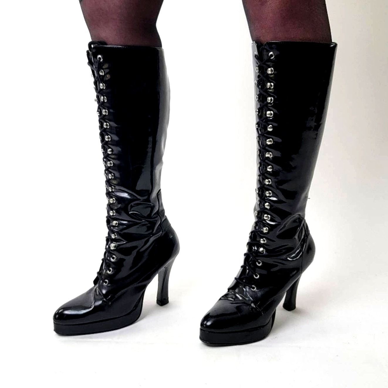 Vintage Vintage 90s Morbid Threads Goth Heel Platform Dancer Boots Size US 9 / IT 39 - 2 Thumbnail