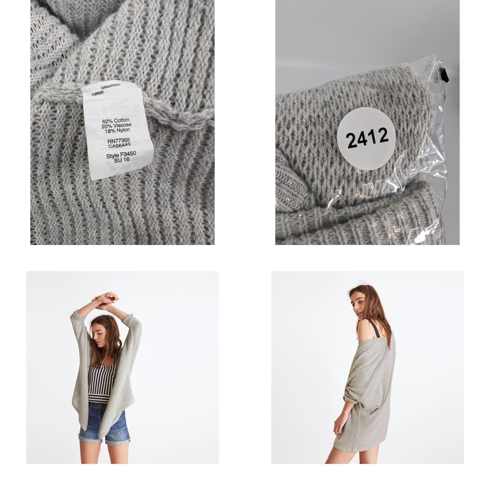Madewell **Madewell Gray XL Dolman Sleeve Open Front Women's Cardigan Sweater** User: Madewell Gray XL Dolman Sleeve Open Front Women's Cardigan Sweater F3450 Size XL / US 12-14 / IT 48-50 - 8 Thumbnail