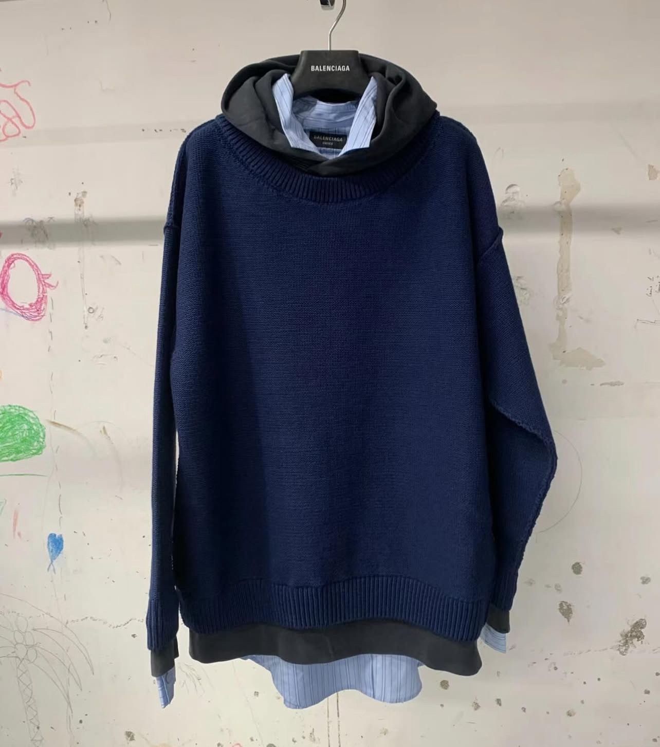 Balenciaga Layered Knit Hoodie Size US M / EU 48-50 / 2 - 1 Thumbnail