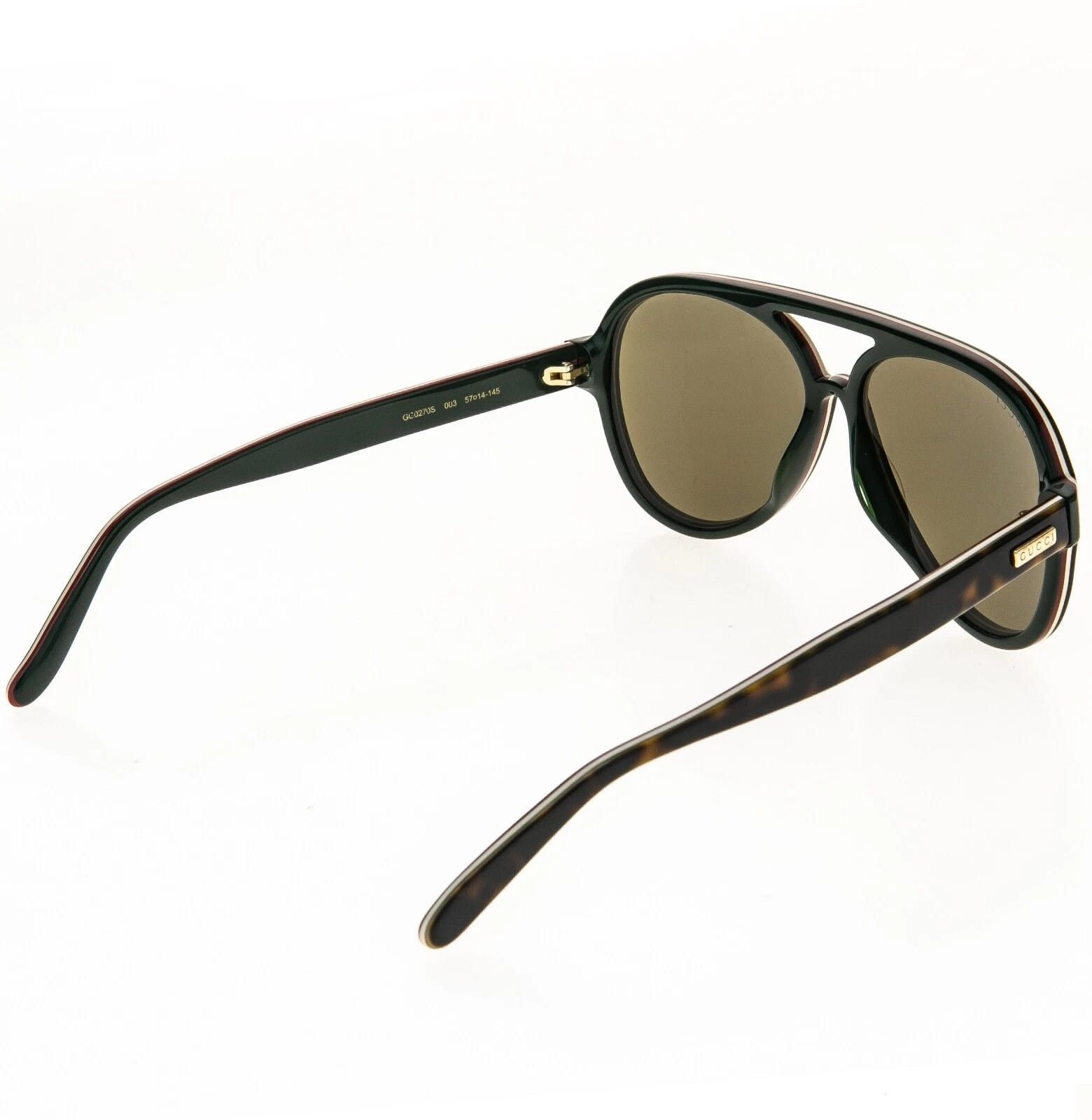 Gucci GUCCI GG0270S 0270 Havana Ivory Brown Aviator Sunglasses 003 Size ONE SIZE - 8 Thumbnail