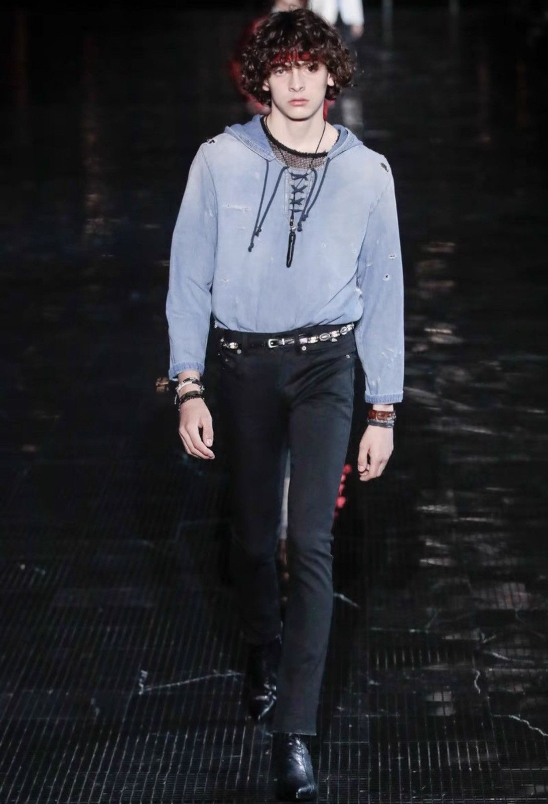 Saint Laurent Paris Saint Laurent (SLP) 19SS Runway Distressed Denim Hoodie Size US XS / EU 42 / 0 - 7 Thumbnail