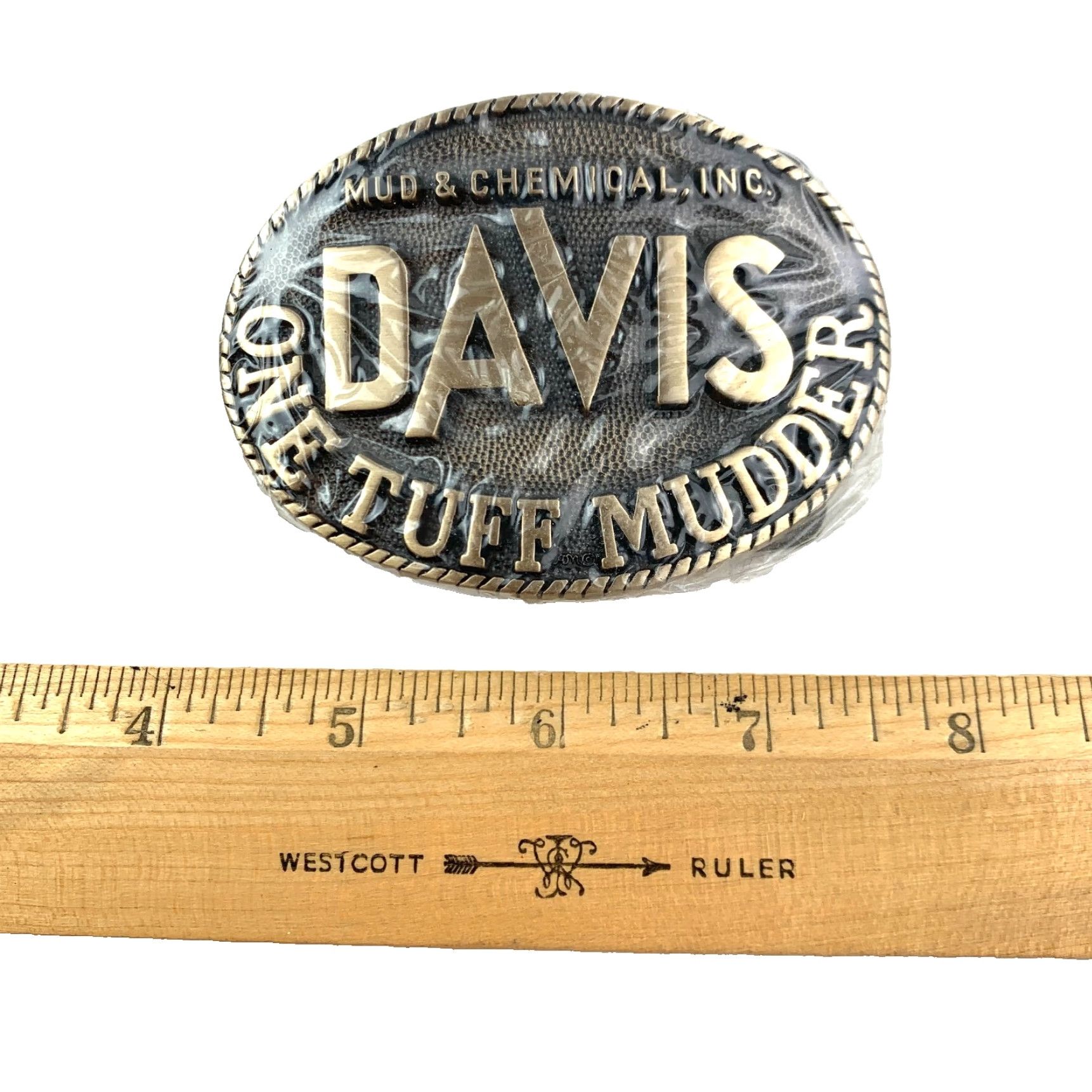 Vintage VINTAGE Award Design Medals Davis Mud & Chemical One Tuff Mudder Brass Belt Buckle AD M New Size ONE SIZE - 5 Thumbnail
