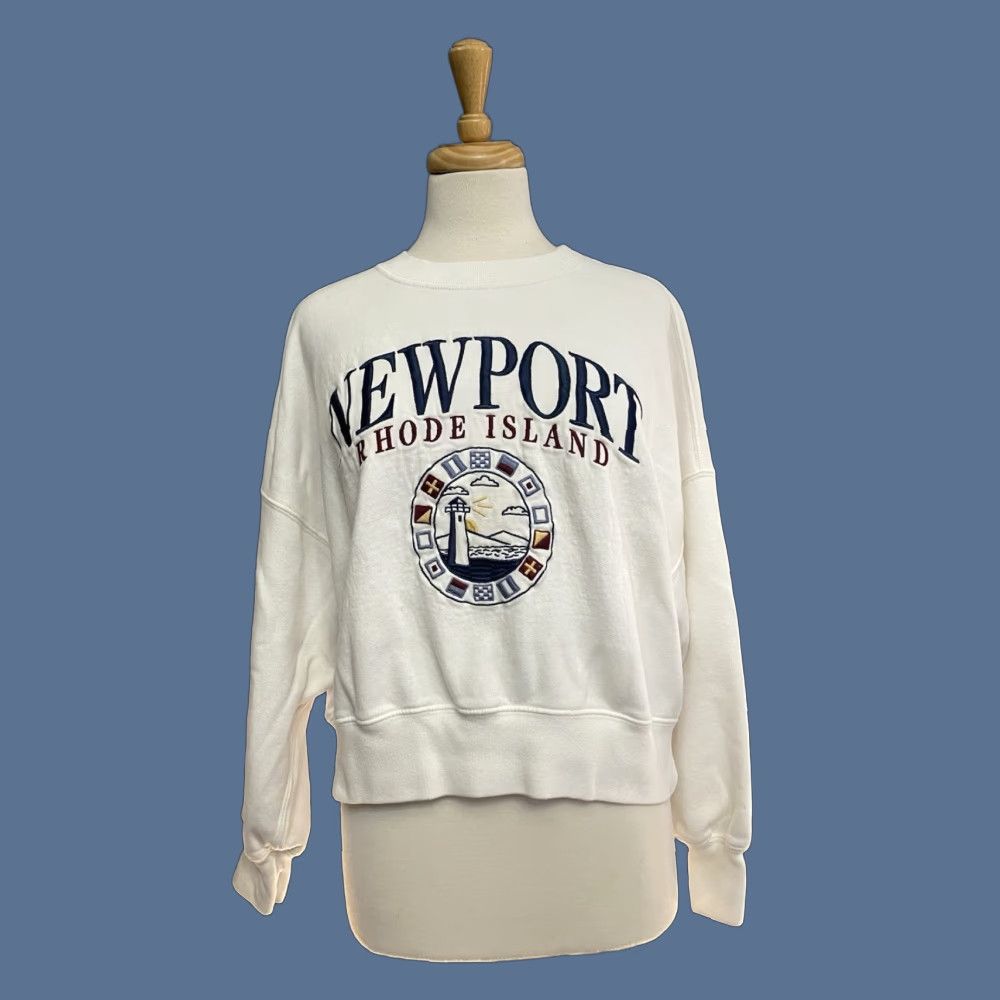 Abercrombie & Fitch Abercrombie & Fitch Sweatshirt Womens Cropped Embroidered Crew Neck White Medium Size M / US 6-8 / IT 42-44 - 1 Thumbnail