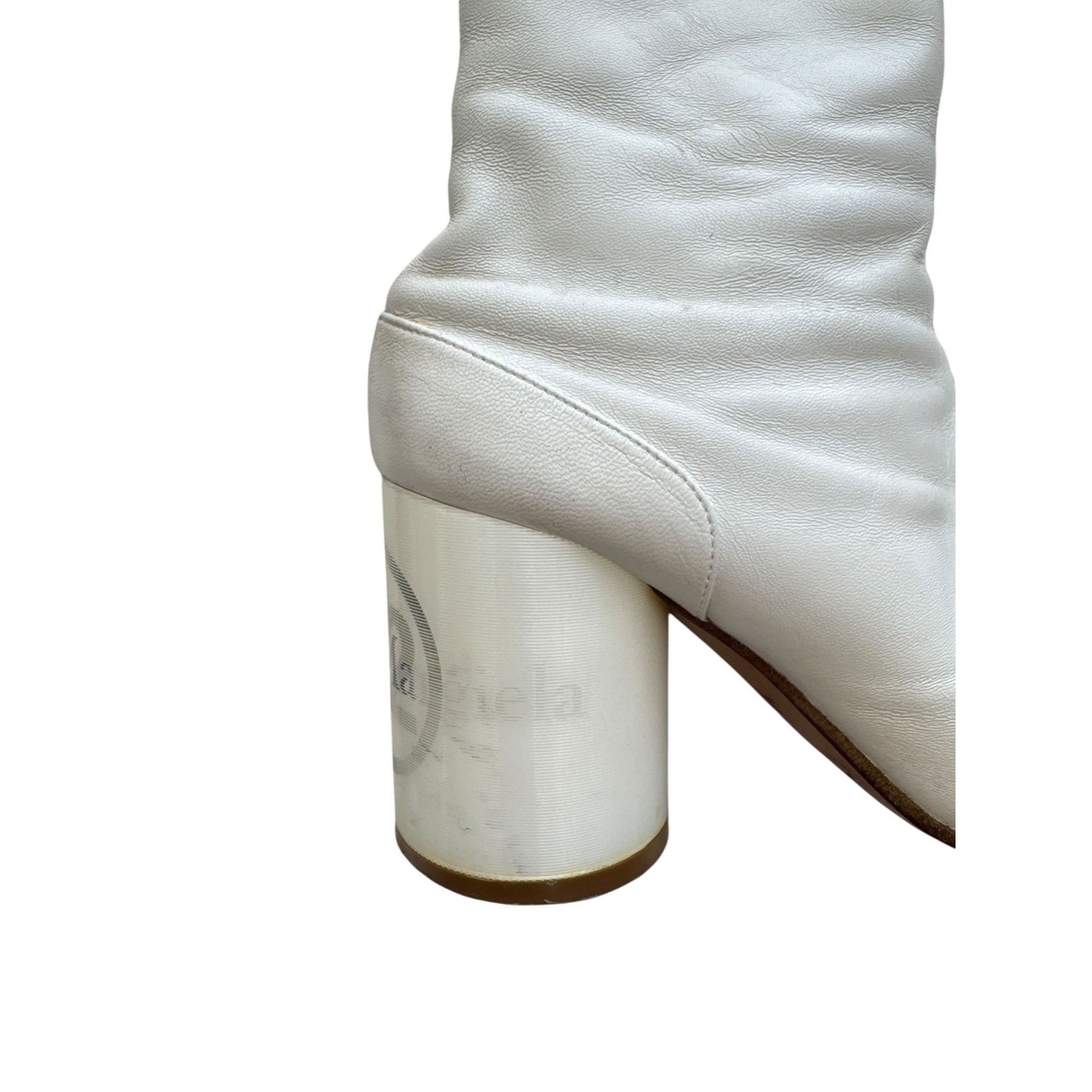 Maison Margiela White Leather Tabi Boots Size US 7 / IT 37 - 4 Thumbnail