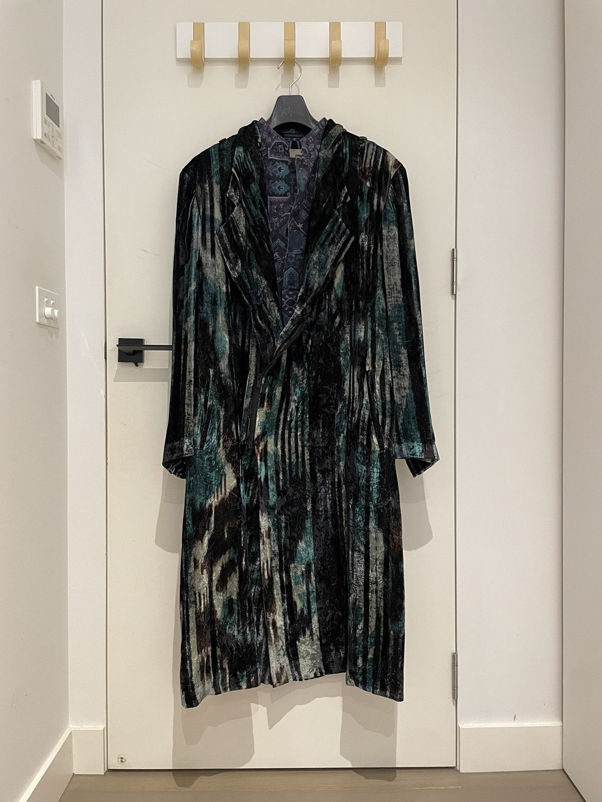 image of Yohji Yamamoto 23Aw Silk Ethnic Coat in Blue, Men's (Size Large)