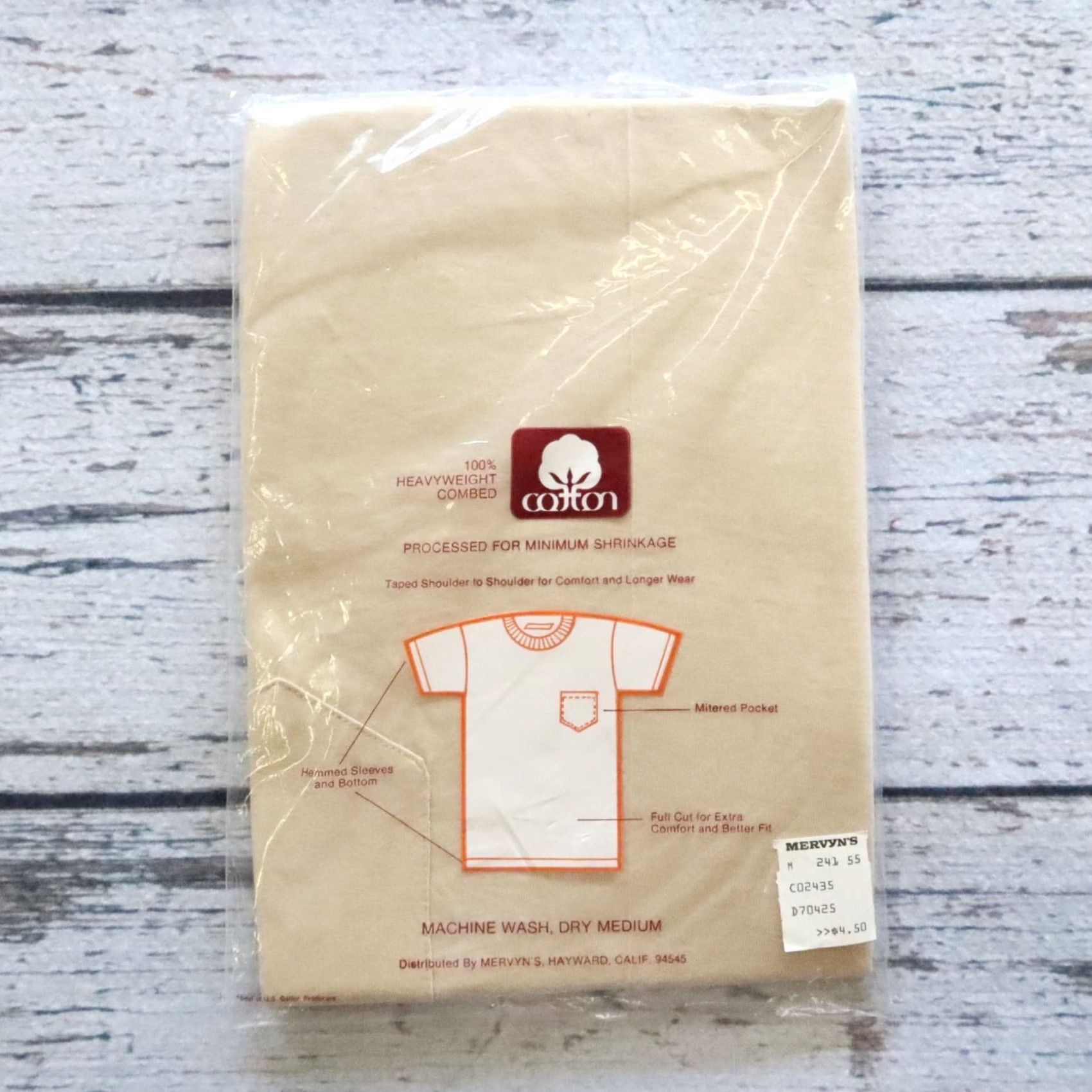Vintage Vintage Mervyn's Men's Pocket T Shirt M Brown 100% Cotton Deadstock USA Shirt Mens M Size US M / EU 48-50 / 2 - 3 Thumbnail