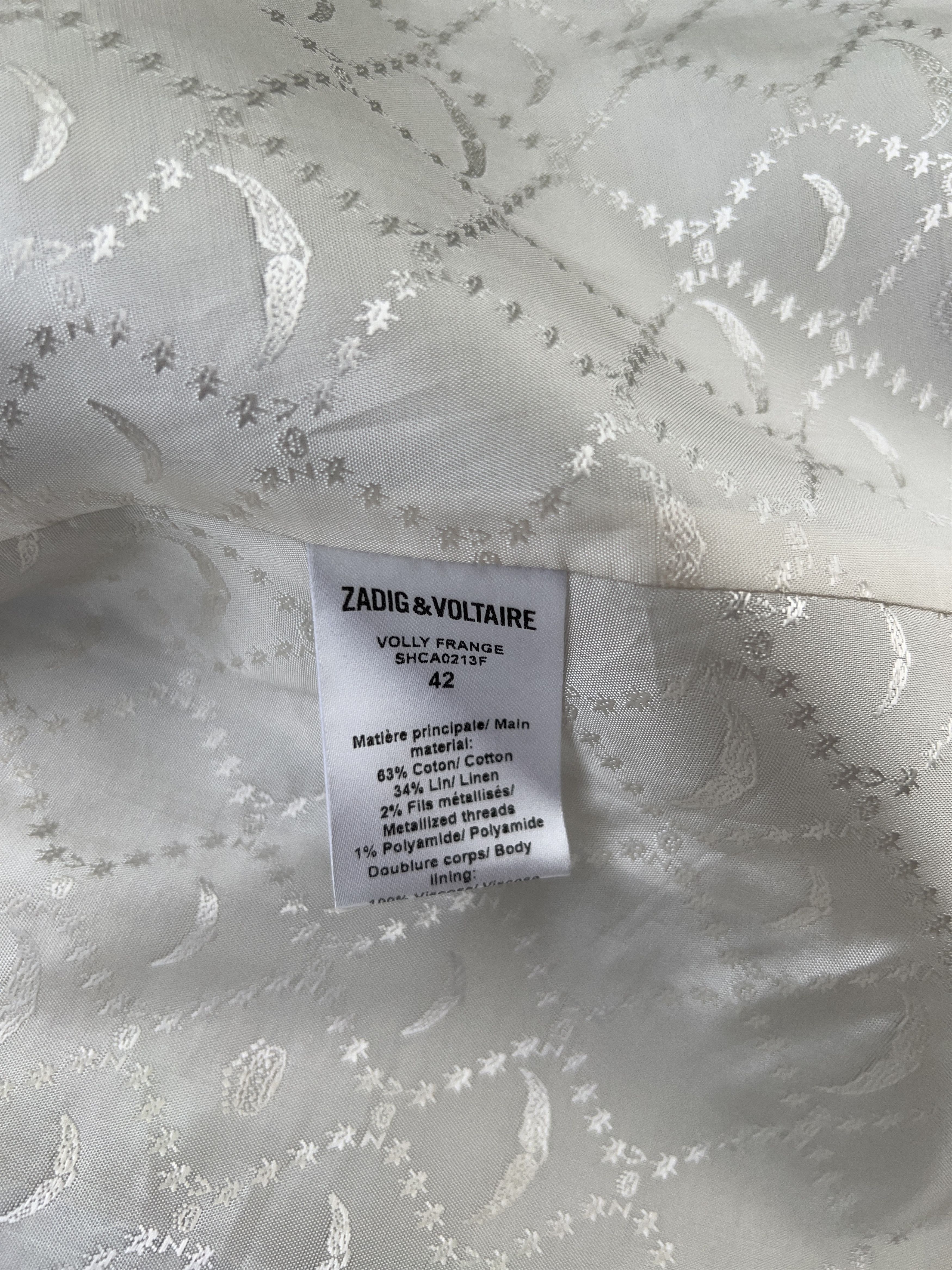 Designer × Zadig & Voltaire Zadig & Voltaire Volly Frange Linen Open Blazer Jacket Size M / US 6-8 / IT 42-44 - 5 Thumbnail