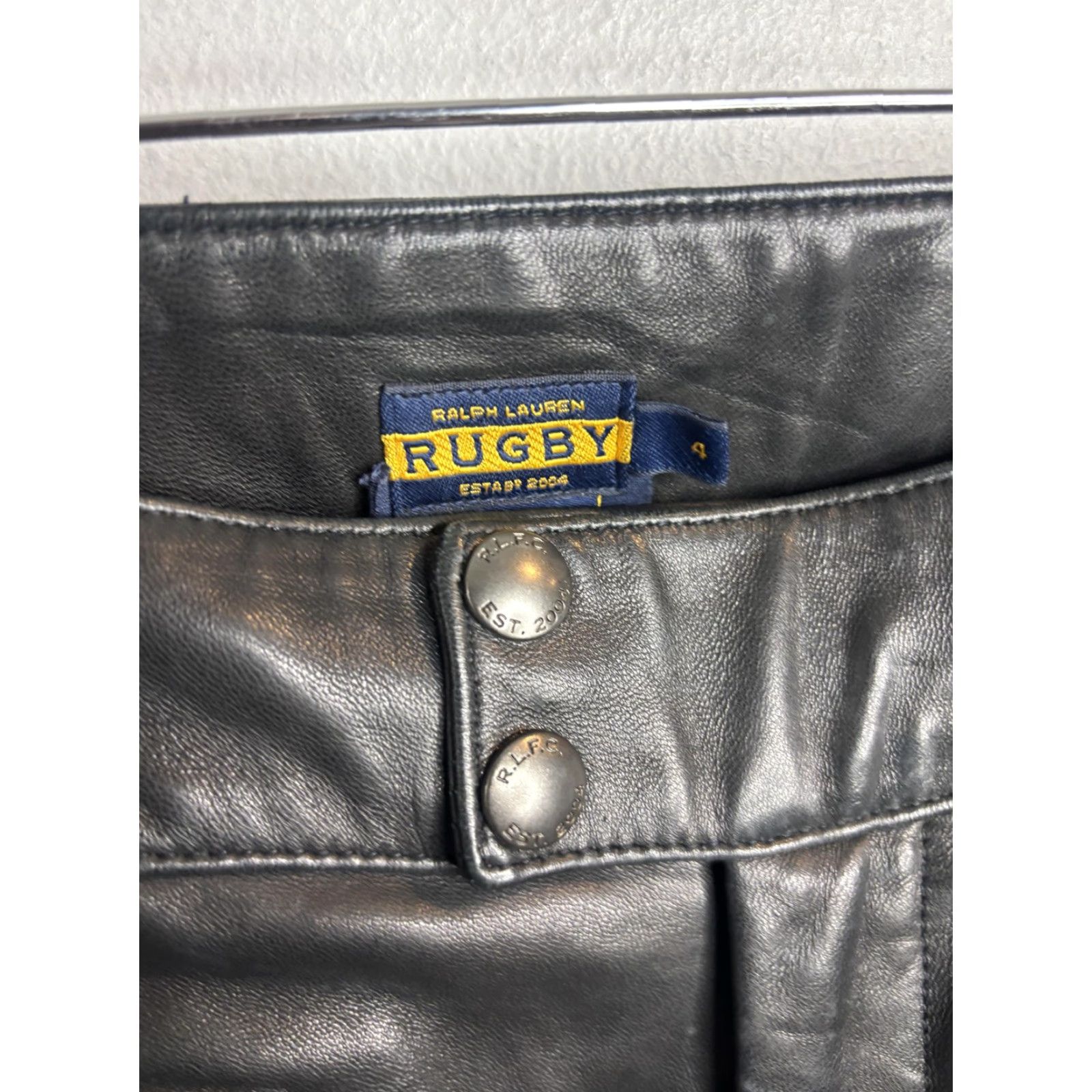Ralph Lauren Rugby Ralph Lauren Pants Womens 4 Black Leather Skinny Ankle Moto Zip Pockets Size 27" / US 4 / IT 40 - 5 Thumbnail