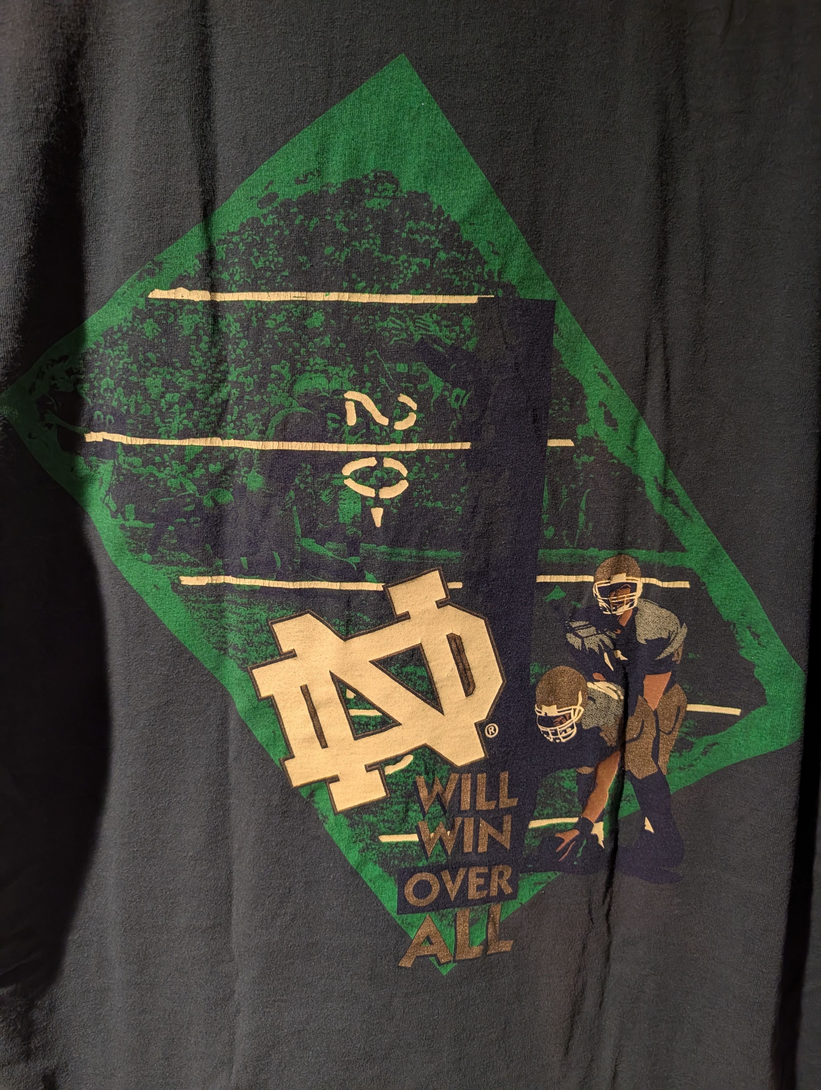 NCAA Vintage Notre Dame Football Shirt Sun Faded Thrashed Tee Size US XL / EU 56 / 4 - 2 Thumbnail
