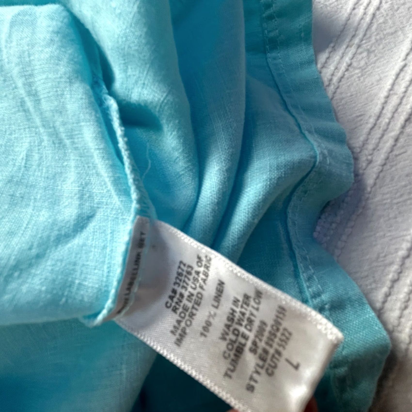 Vintage C&C California Womens Blouse Tunic Sky Blue V-Neck Linen 3/4 Sleeve Large Boho Beach Shirt Size L / US 10 / IT 46 - 4 Thumbnail