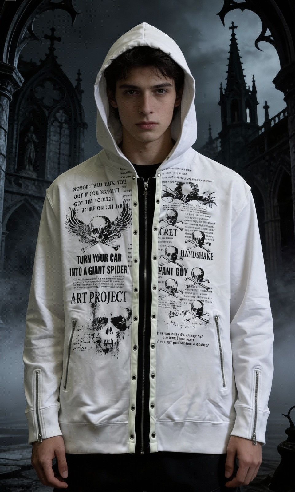 Hysteric Glamour Japanes B&T Poem Lace Up double layer Vkei Style Size US XL / EU 56 / 4 - 1 Thumbnail