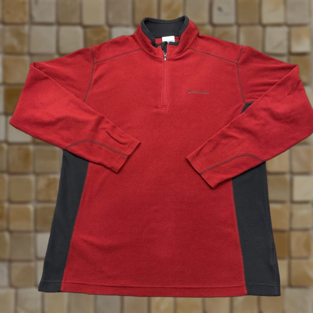 Vintage Columbia Mens Large Red/Blk Fleece Quarter Zip Pullover 1352471 Sweater Mock Neck Long Zip Cuff Logo Size US L / EU 52-54 / 3 - 1 Thumbnail