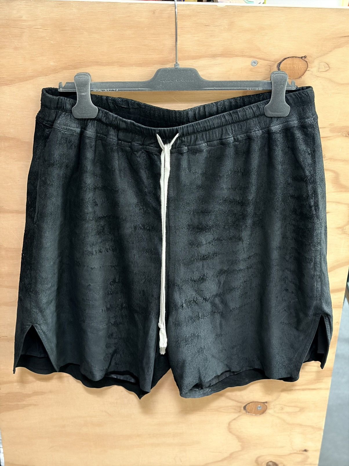 Rick Owens BLISTERED LAMB LEATHER SHORTS 48/M Black Edfu | Grailed