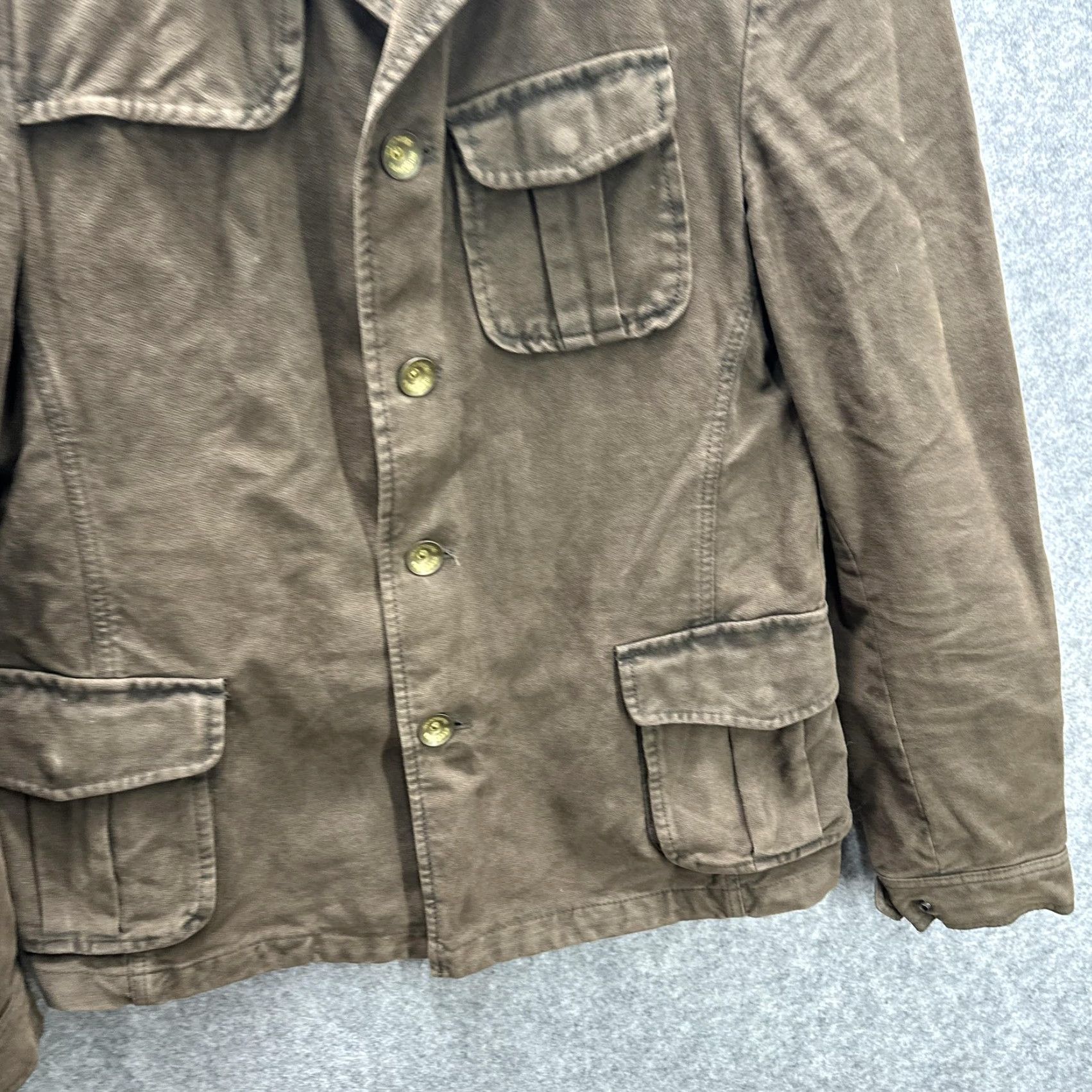 DRYKORN Drykorn Jacket Mens Brown Cotton Canvas Military Field Dakar 3 50 Casual Lined Pockets Button Front Epaulets Army 90s Style Mens/M Size US M / EU 48-50 / 2 - 5 Thumbnail