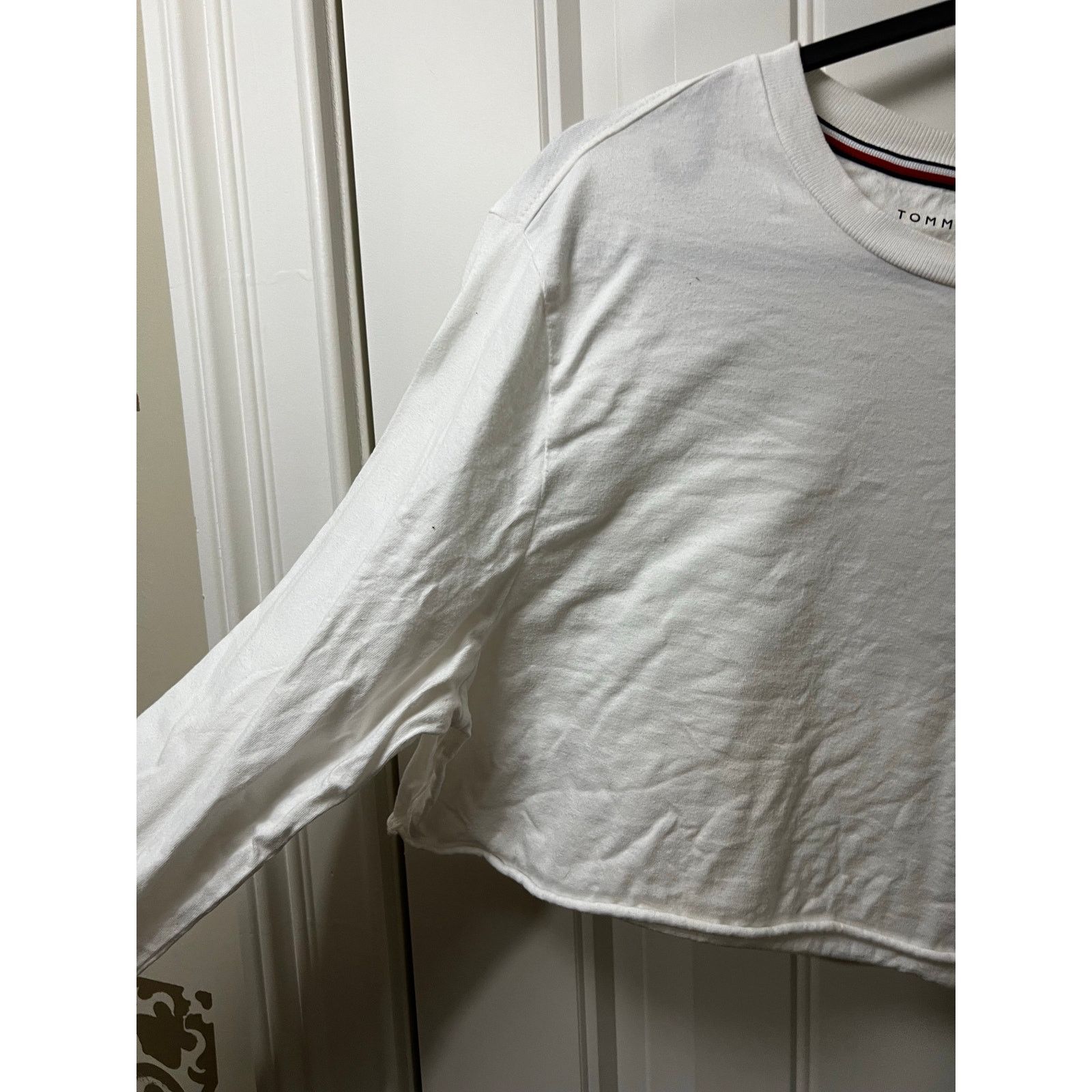 Tommy Hilfiger Tommy Jeans Cropped Long Sleeve T-Shirt ribbed neck stretch Size XS / US 0-2 / IT 36-38 - 6 Thumbnail