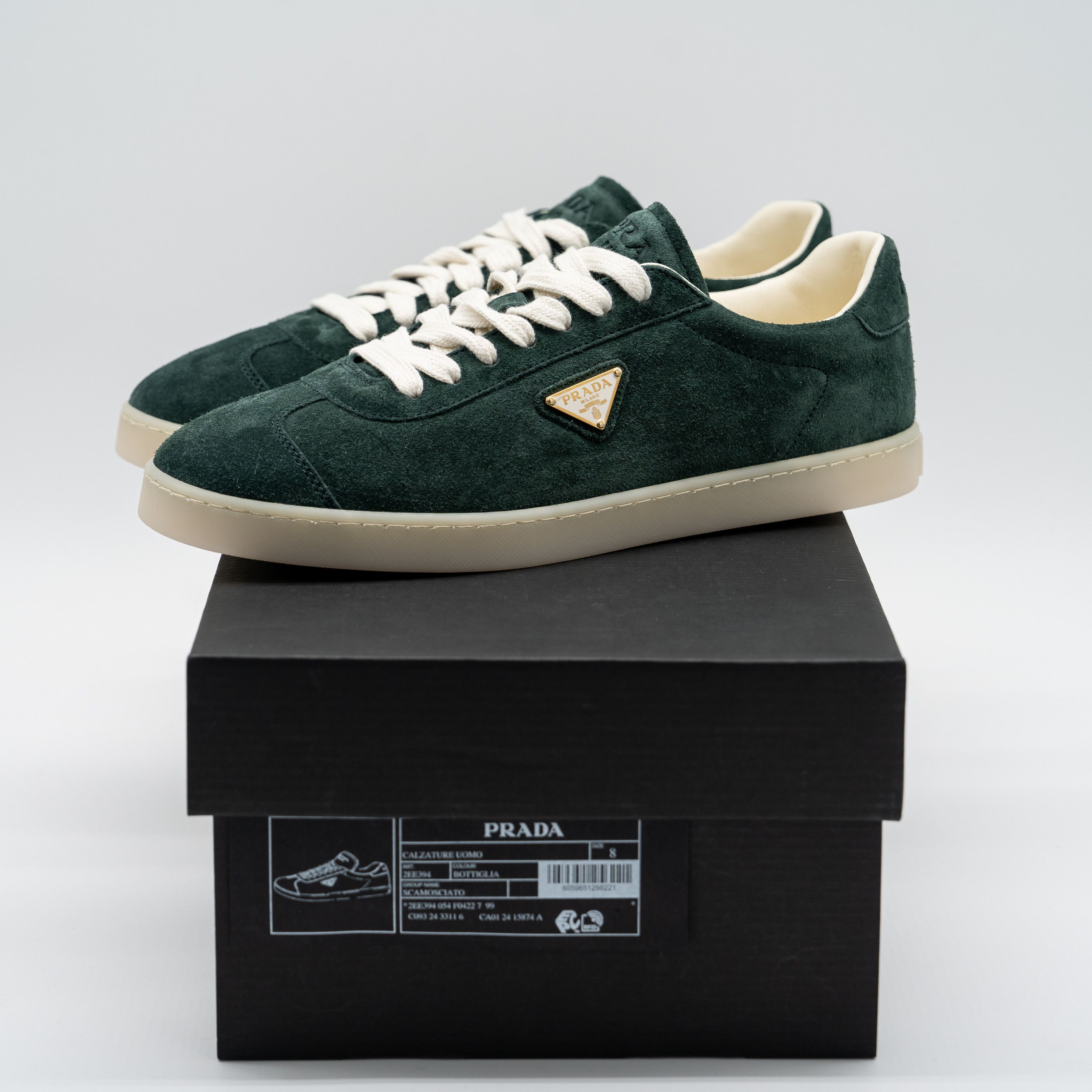 Prada 8uk 9 US Prada Lane Green Suede Sneakers Triangle logo Size US 9 / EU 42 - 11 Thumbnail