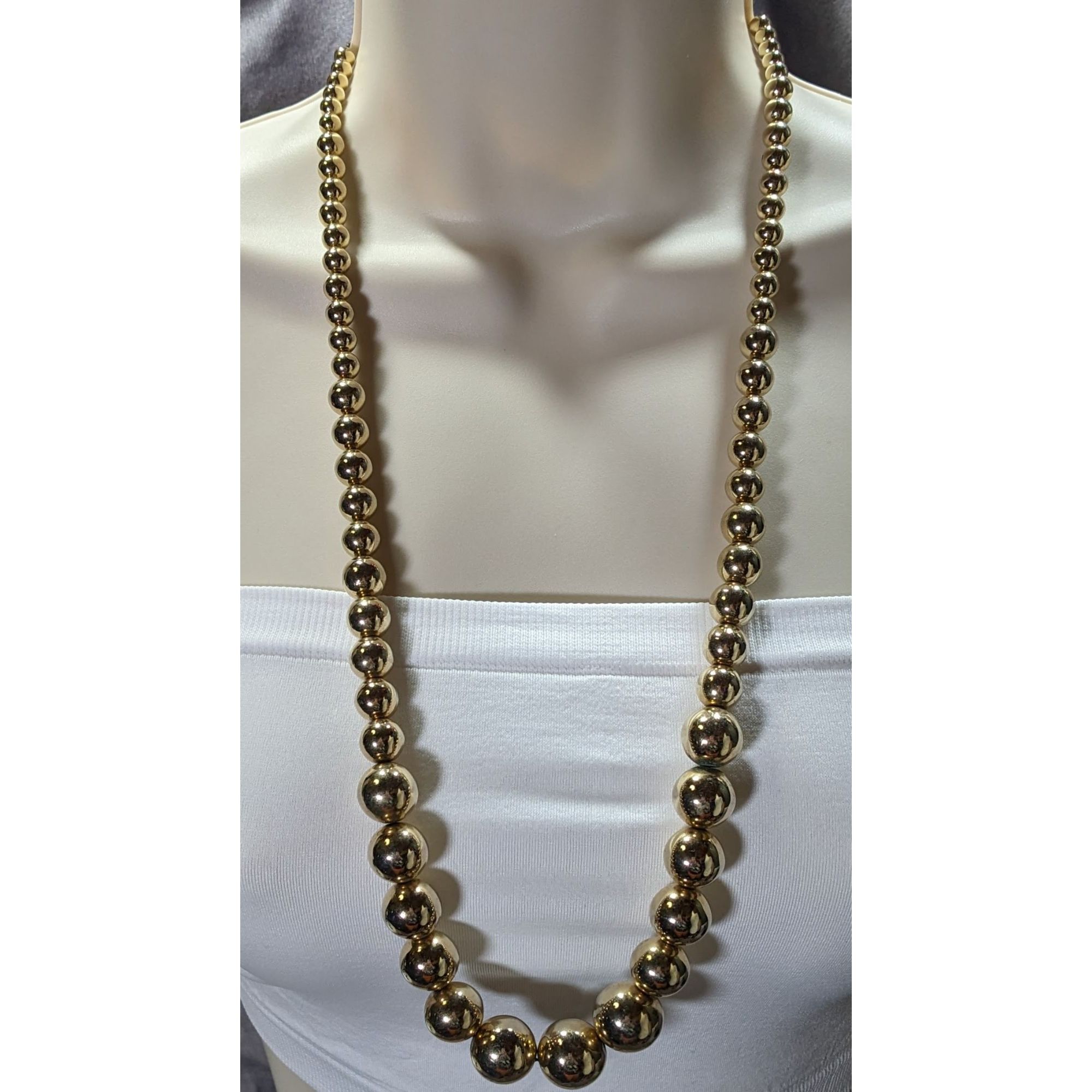 Other Vintage Glam Gold-Tone Graduated Bead Necklace On Gold Tone Size ONE SIZE - 3 Thumbnail
