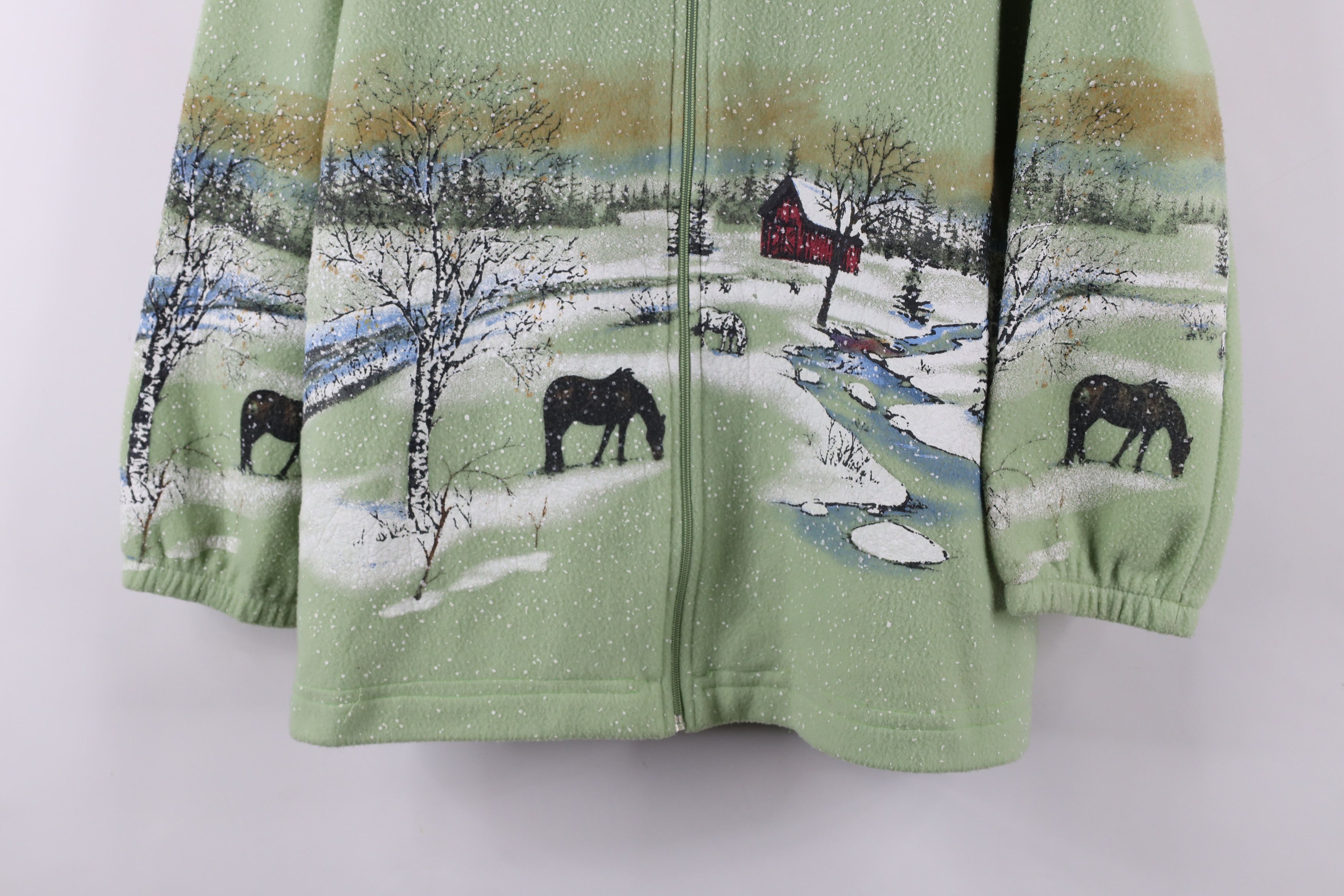 Vintage Vintage 90s Streetwear Print Christmas Horse Fleece Jacket Size L / US 10 / IT 46 - 3 Thumbnail