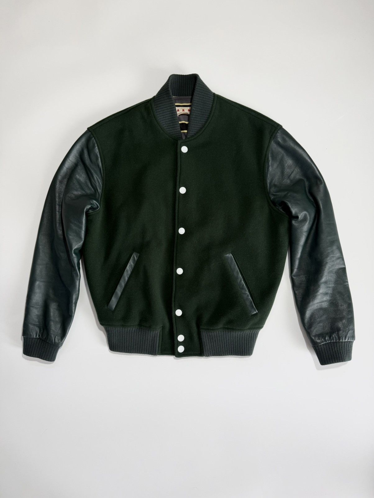 Marni Marni Embroidered Leather Wool Varsity Jacket Size US S / EU 44-46 / 1 - 1 Thumbnail