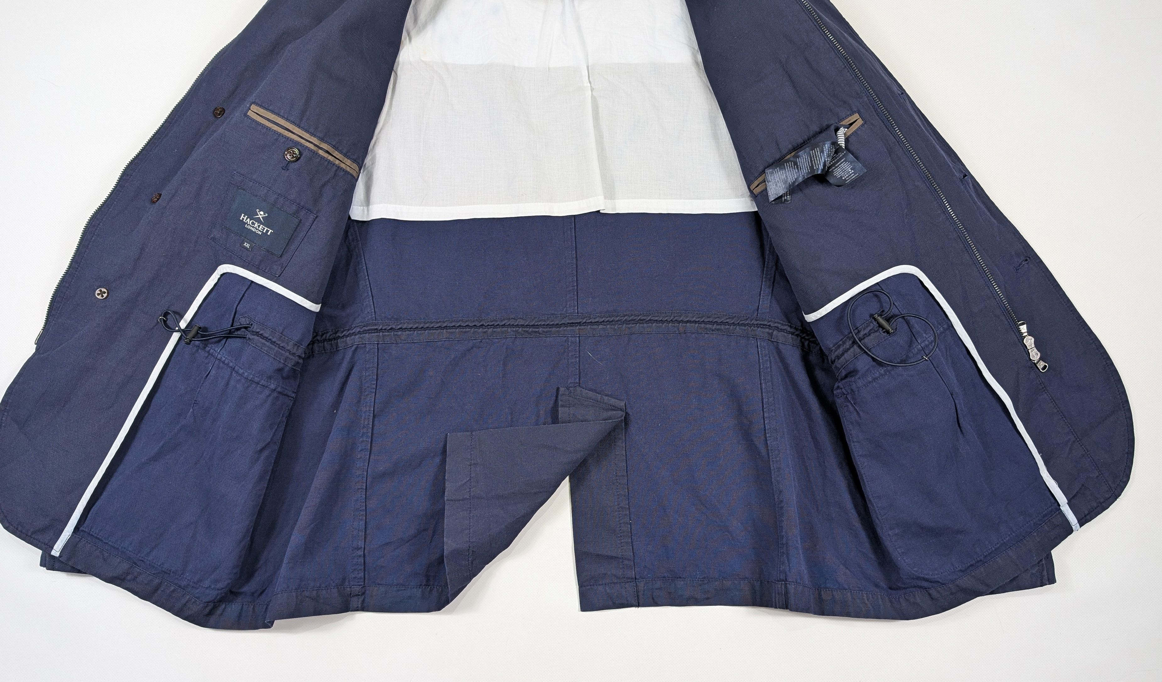 Hackett Hackett London Waxed Cotton Linen Safari Navy Jacket Size US XXL / EU 58 / 5 - 7 Thumbnail