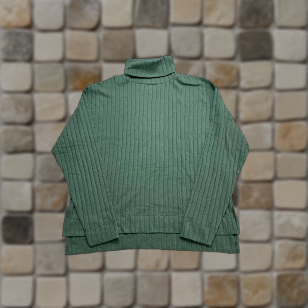Madewell Madewell Sweater Shirt Green Cotton Blend Knit Turtleneck Womens Small Pullover Winter Casual Size S / US 4 / IT 40 - 1 Thumbnail