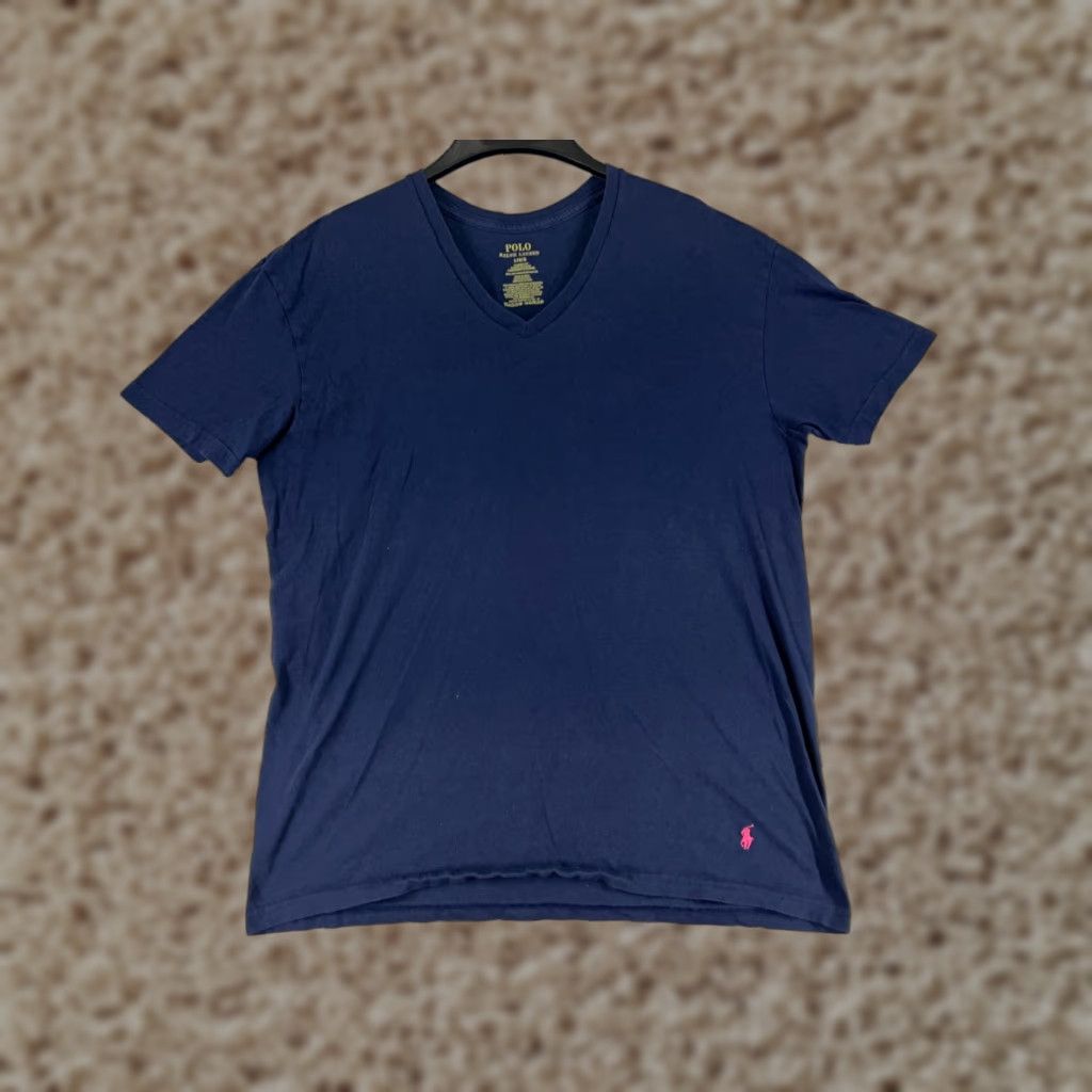 Ralph Lauren VINTAGE Polo Ralph Lauren Shirt Mens Large Blue 100% Cotton Pony V-Neck Short Sleeve - Mens L Blue Polo Shirt Sports Classic 90s Size US L / EU 52-54 / 3 - 1 Thumbnail