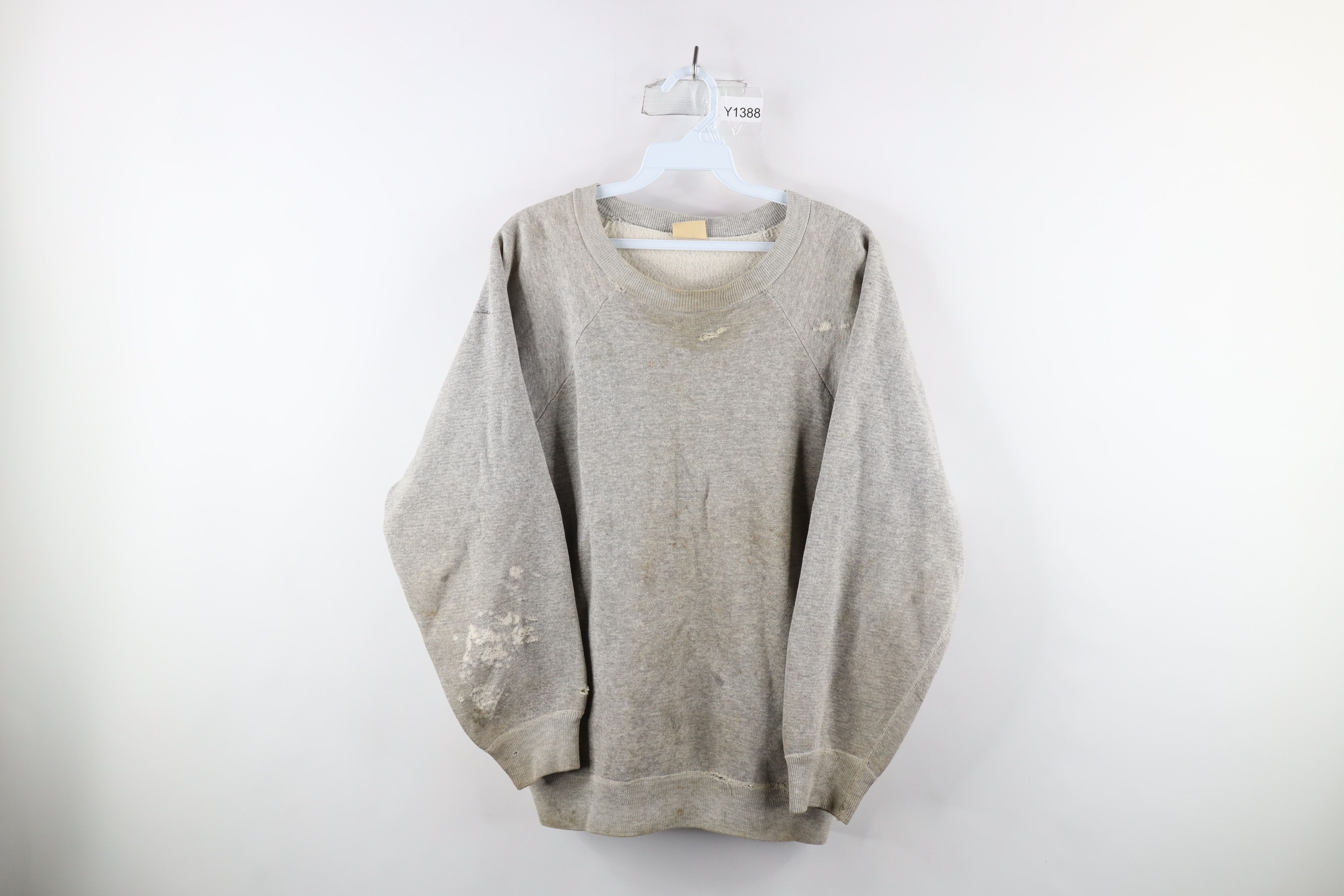 image of 50S Hanes Wind Shield Sweatshirt Heather Gray Usa in Grey, Men's (Size XL)