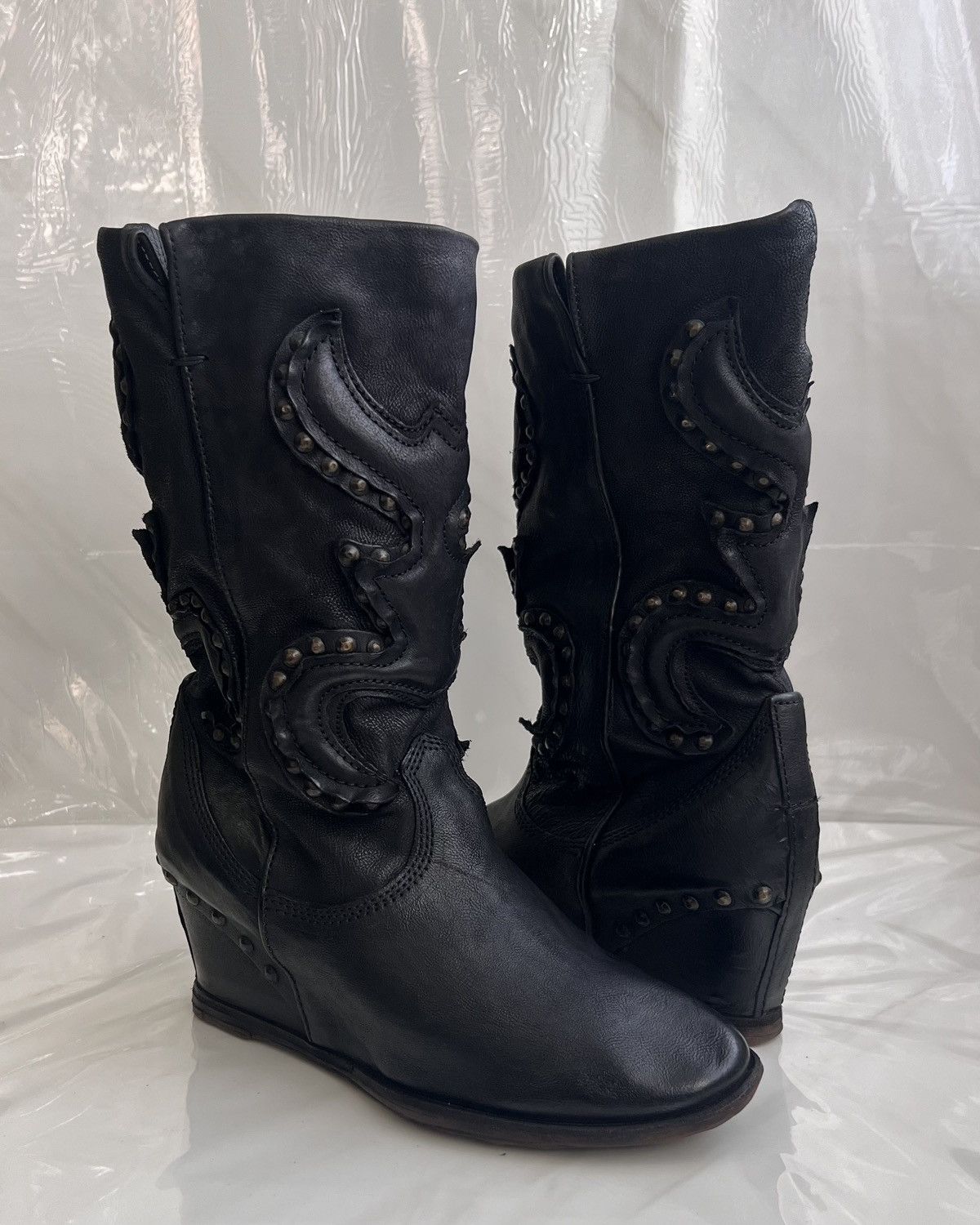 A.S.98 As 98 Airstep Zipper Boho Black Biker distressed boot Size US 8 / IT 38 - 12 Thumbnail