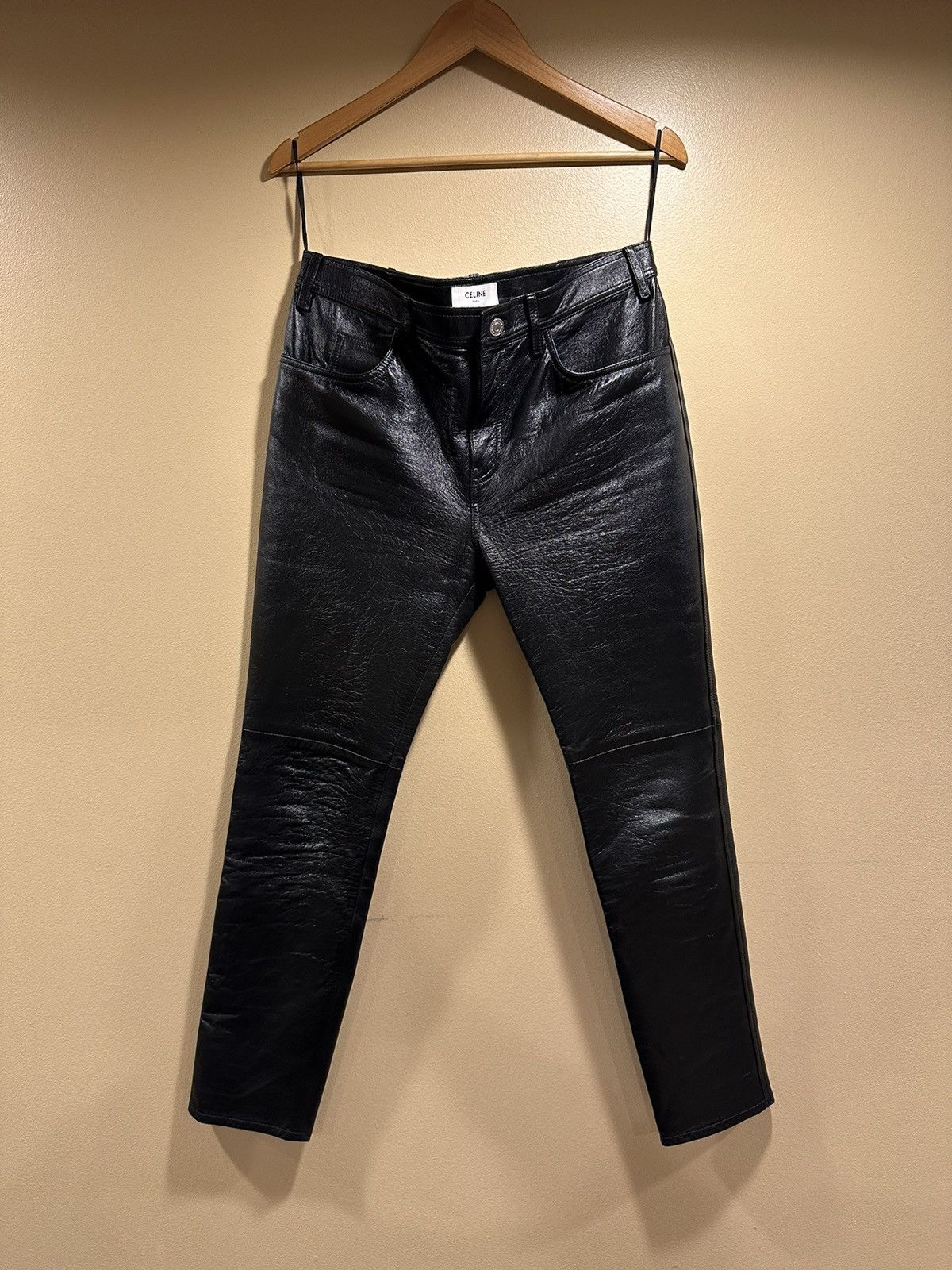 Celine Celine x Hedi Slimane Black Lambskin Leather Pants Size US 32 / EU 48 - 1 Thumbnail