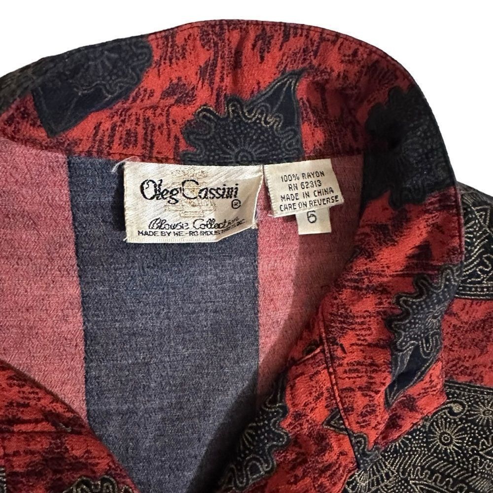 Oleg Cassini Vintage Oleg Cassini Black and Red Asymetric band collar lon Size S / US 4 / IT 40 - 8 Thumbnail