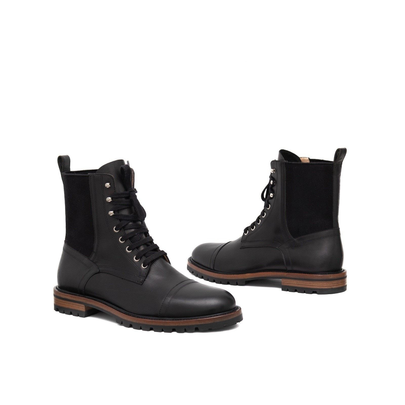 Dries Van Noten 1.3k.$ Dries Van Noten Men's Black Leather Cap-Toe Boot US11 Size US 11 / EU 44 - 1 Thumbnail