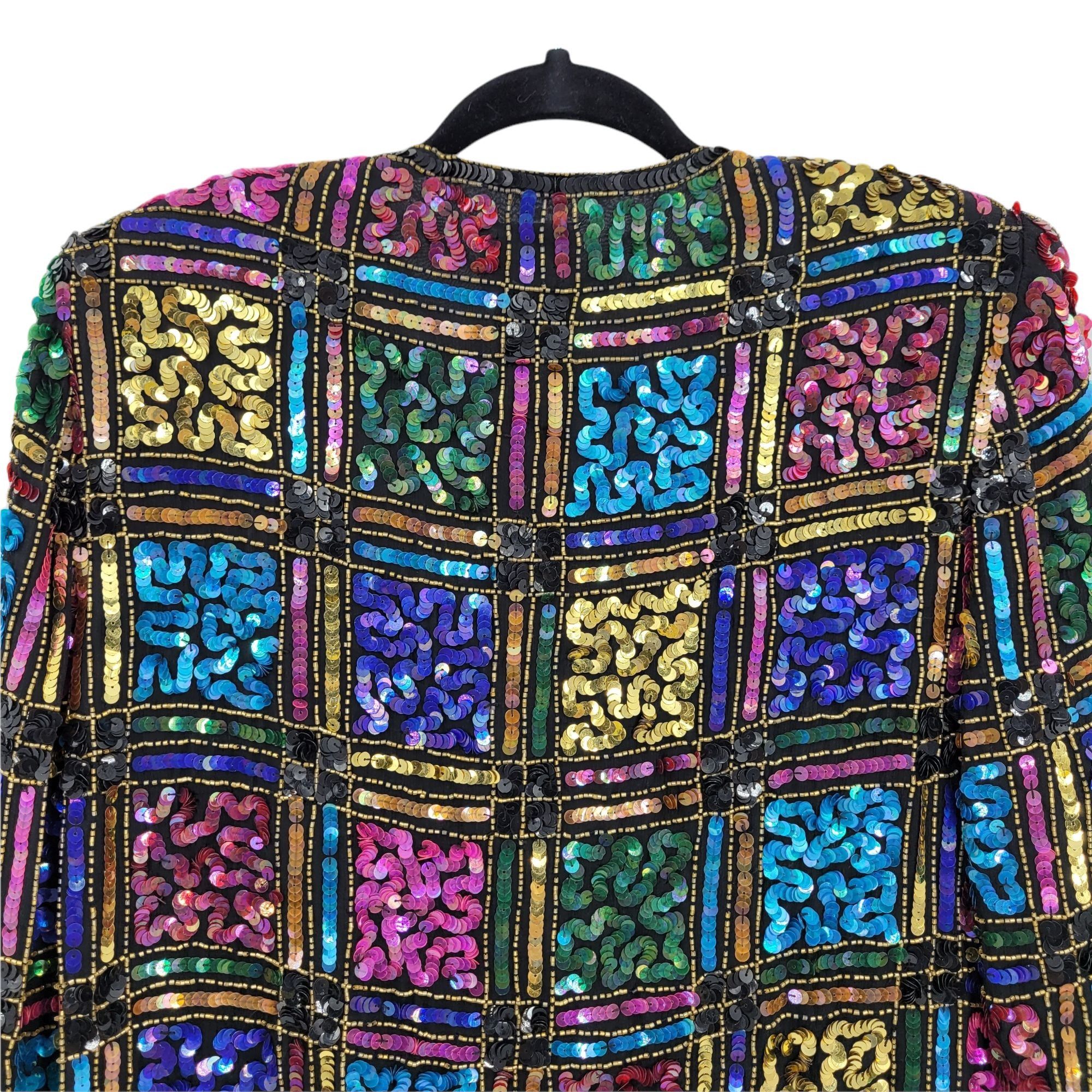 Vintage Vtg 80's Leslie Fay Silk Sequin Blazer Sz S Formal Rainbow G Size S / US 4 / IT 40 - 6 Thumbnail