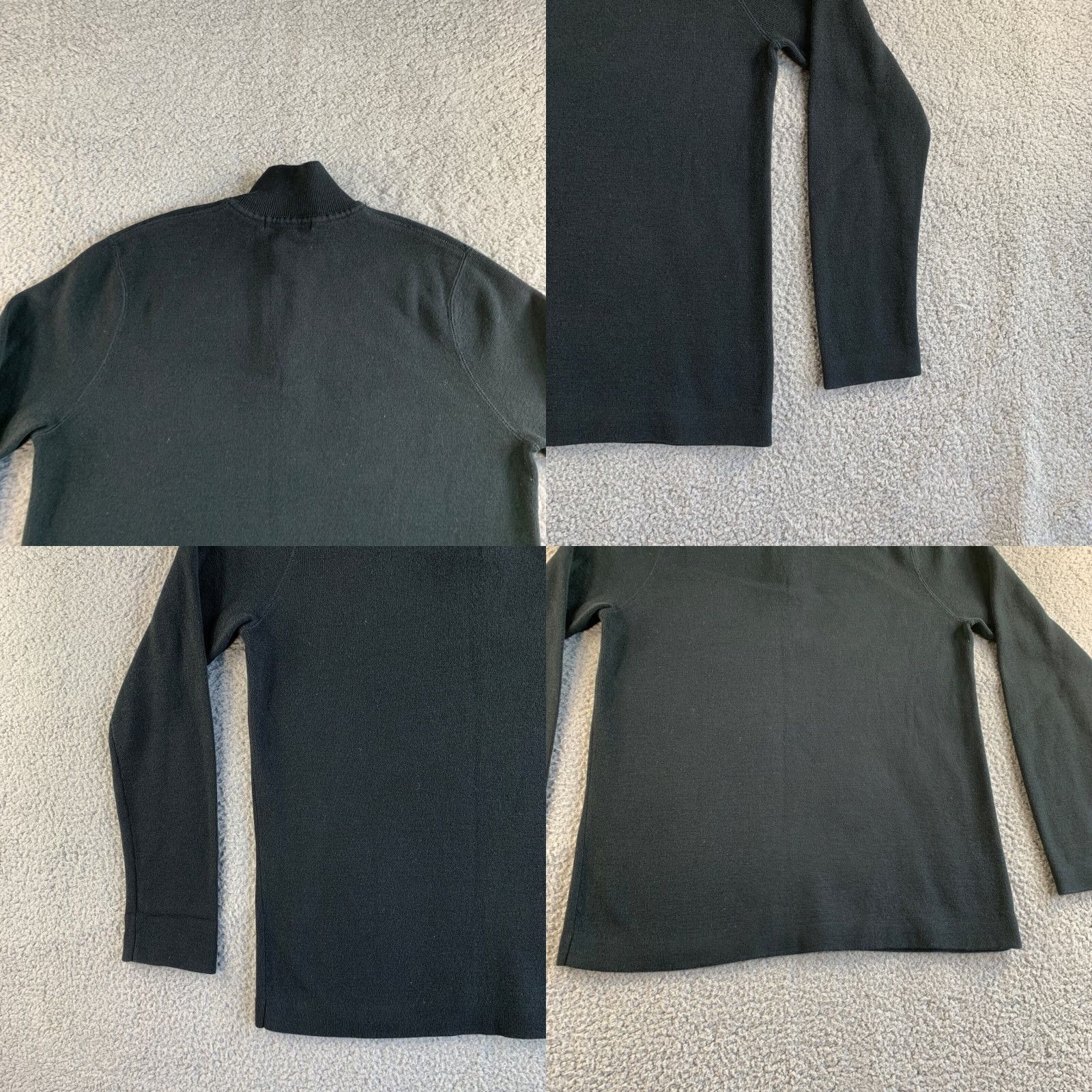 VINTAGE Merona Sweater Mens Medium Black Mock Pullover 1/4 Zip Long Sleeve