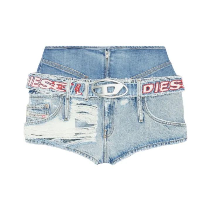 Diesel Diesel Oval-D Embroidered Denim Shorts for Women 0079 Size 25" / US 0 / IT 36 - 1 Thumbnail